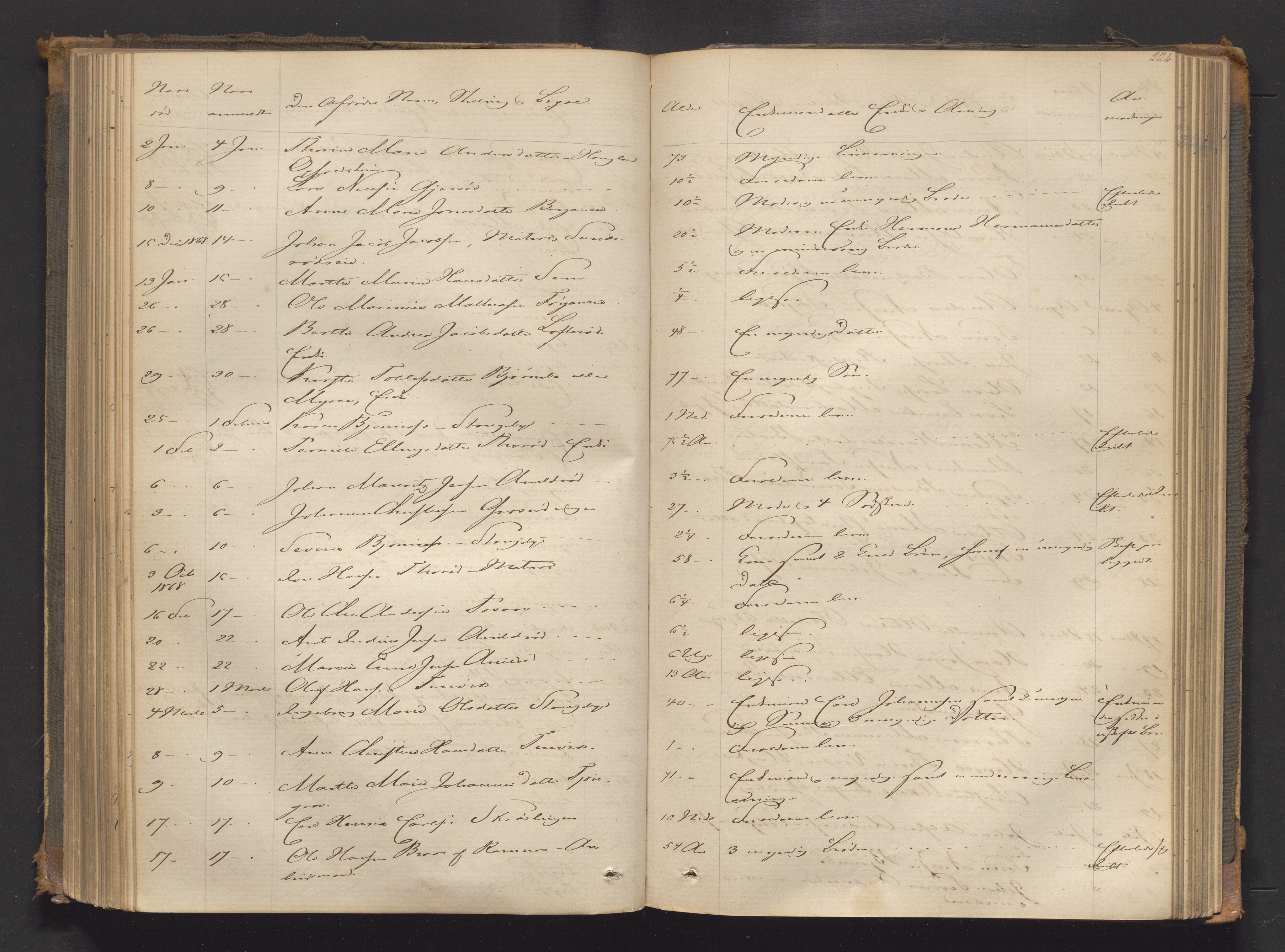 Søndre Jarlsberg sorenskriveri, AV/SAKO-A-129/H/Ha/Hab/L0004: Dødsmeldingsprotokoll, 1862-1888, s. 226
