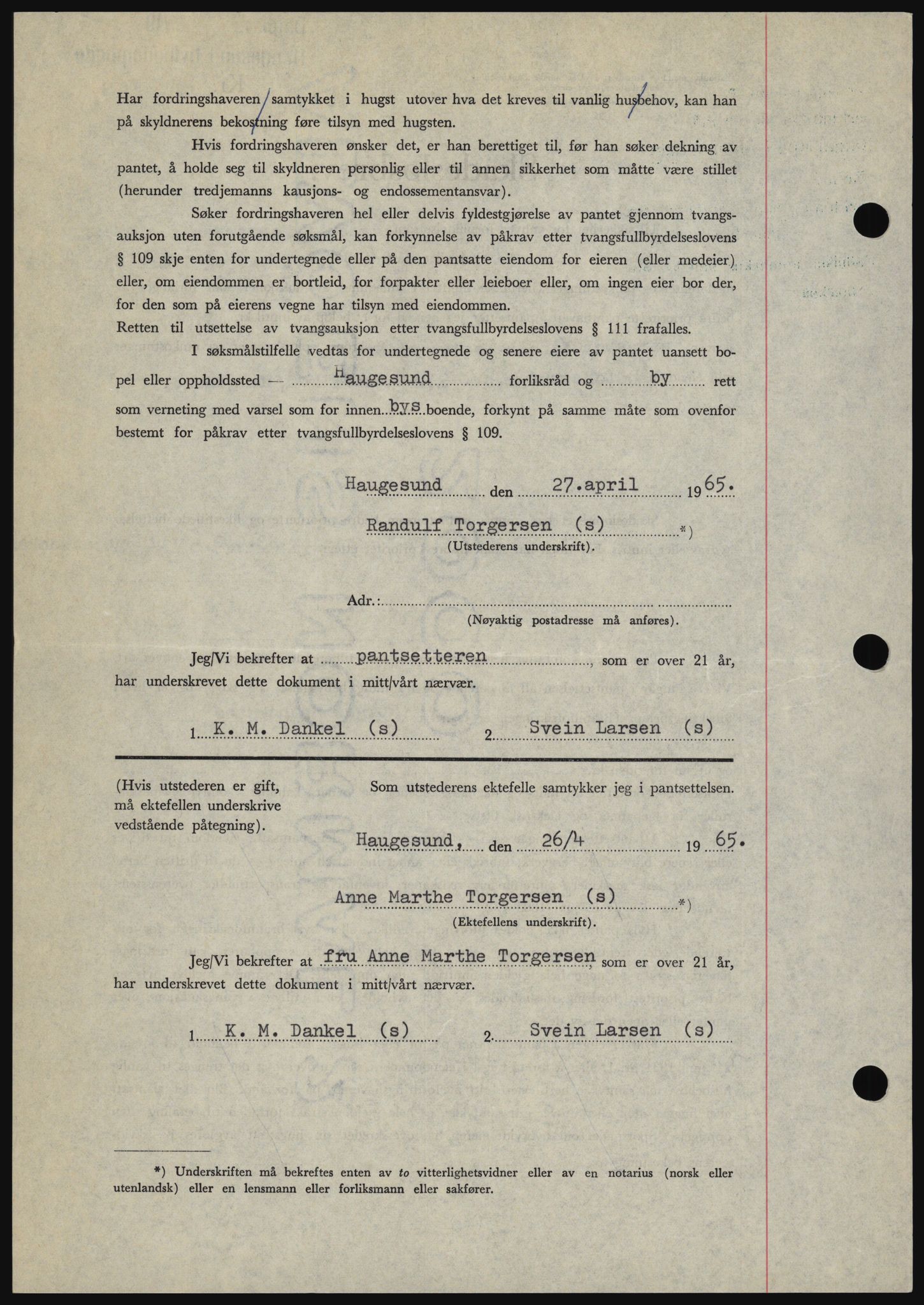 Haugesund tingrett, SAST/A-101415/01/II/IIC/L0053: Pantebok nr. B 53, 1965-1965, Dagboknr: 1106/1965