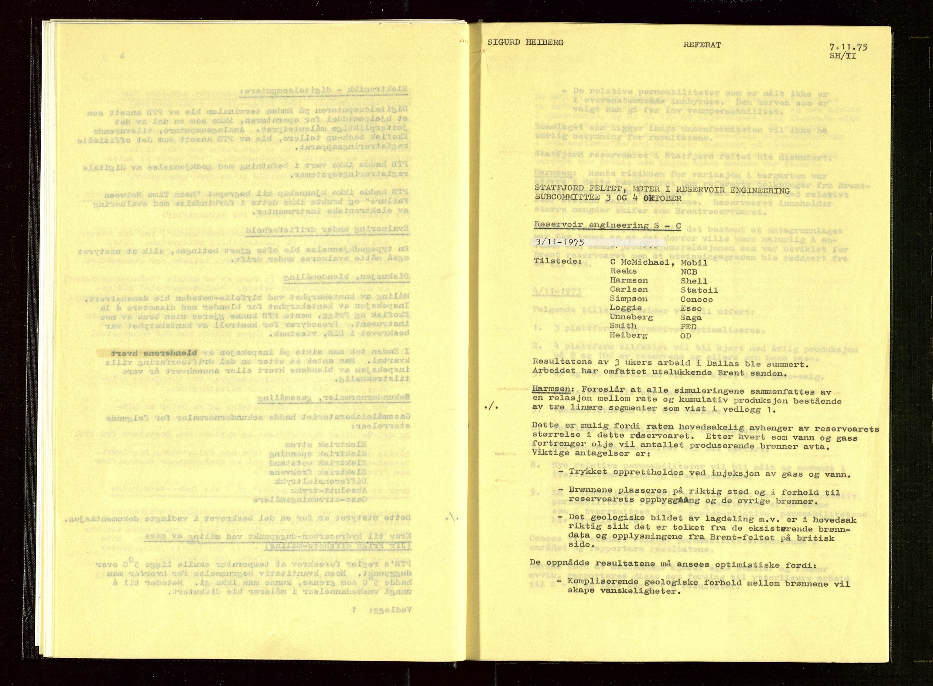 Oljedirektoratet, AV/SAST-A-101366/Aa/L0006: Referatprotokoller, 1975