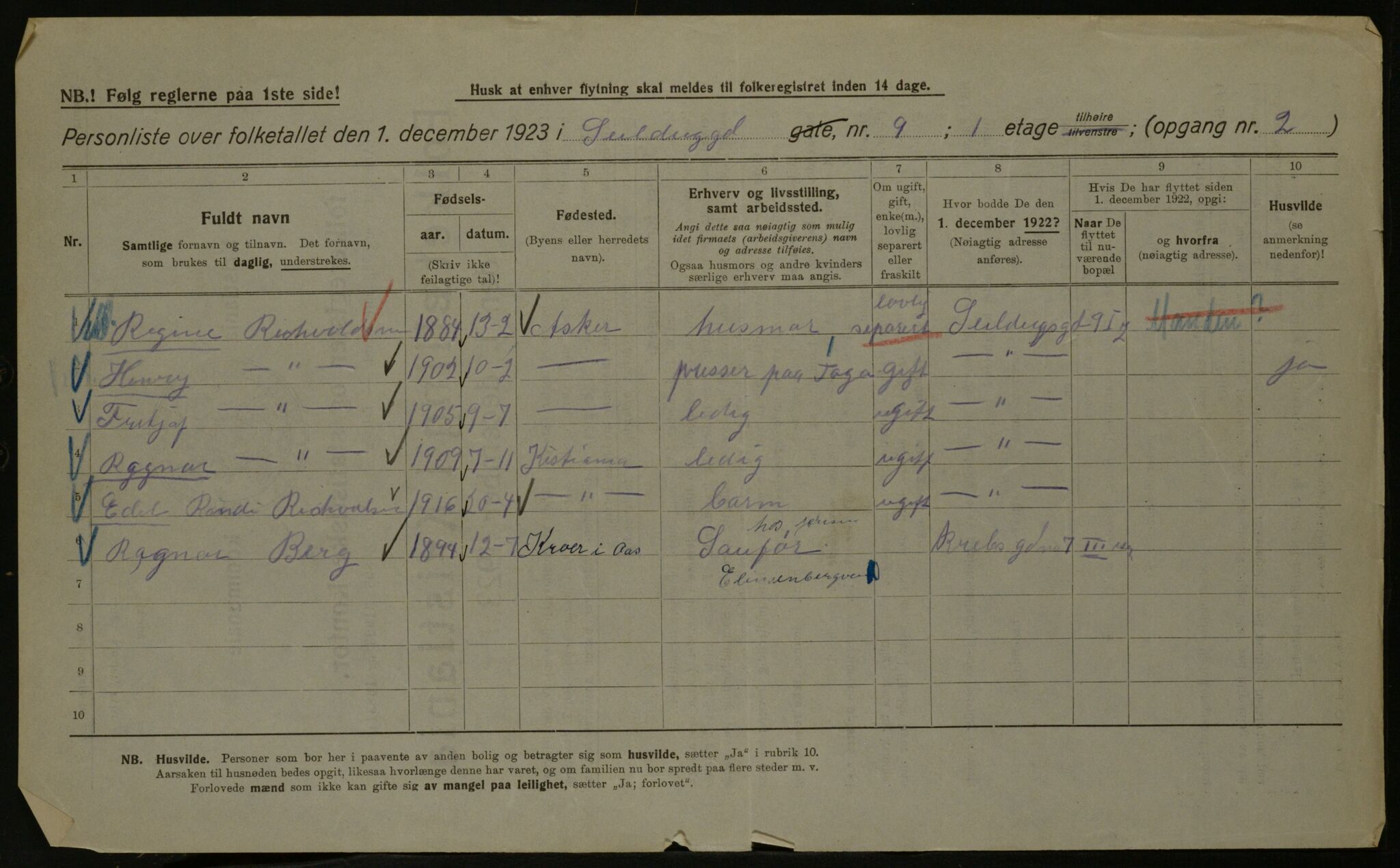 OBA, Kommunal folketelling 1.12.1923 for Kristiania, 1923, s. 104372