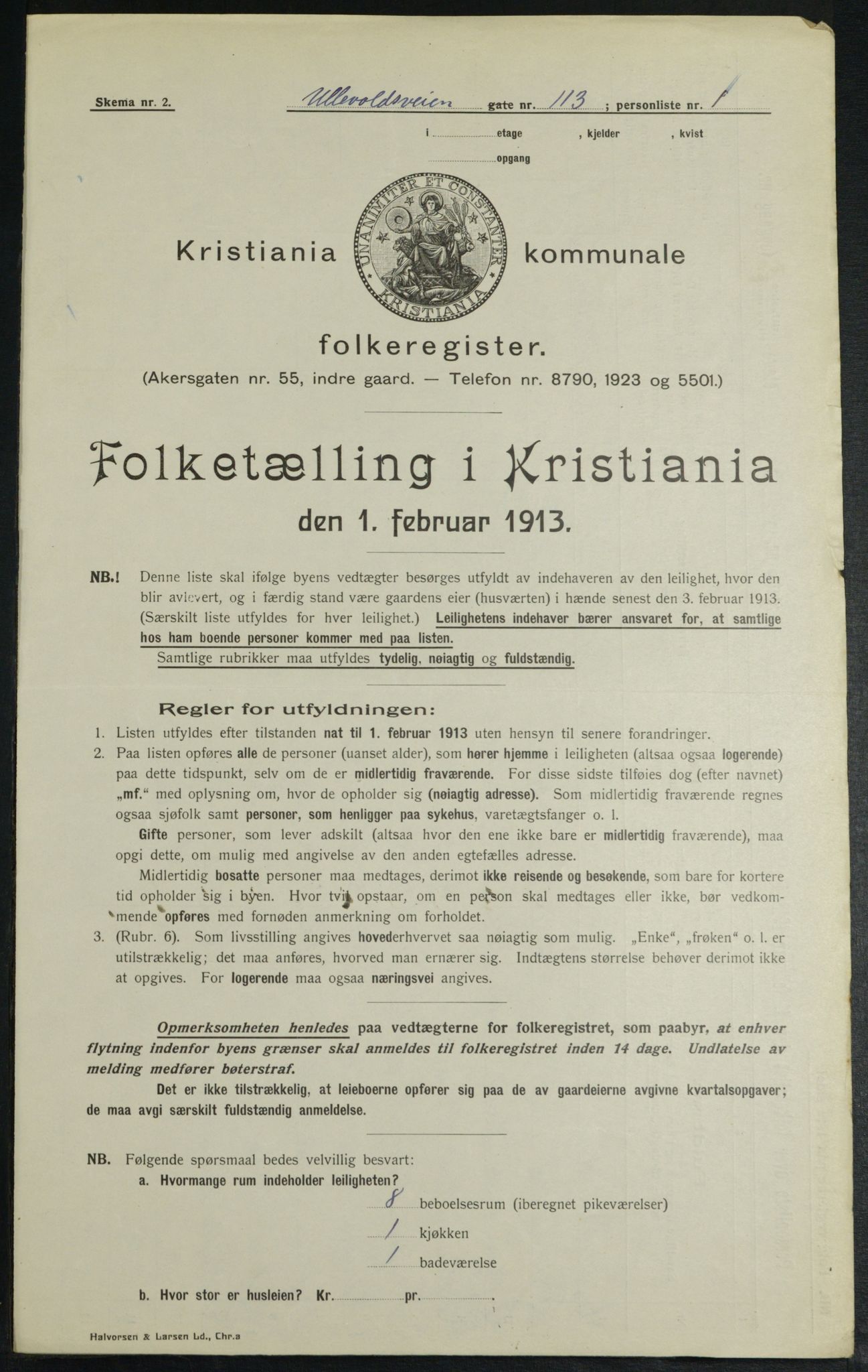 OBA, Kommunal folketelling 1.2.1913 for Kristiania, 1913, s. 119665