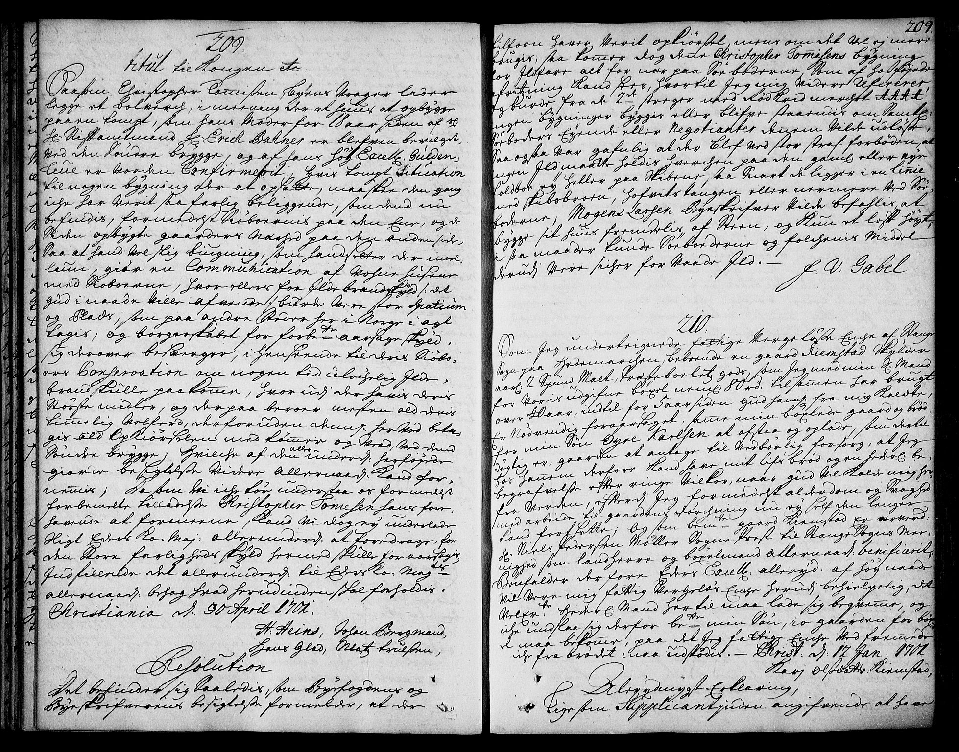 Stattholderembetet 1572-1771, AV/RA-EA-2870/Ad/L0006: Supplikasjons- og resolusjonsprotokoll, 1699-1706, s. 208b-209a