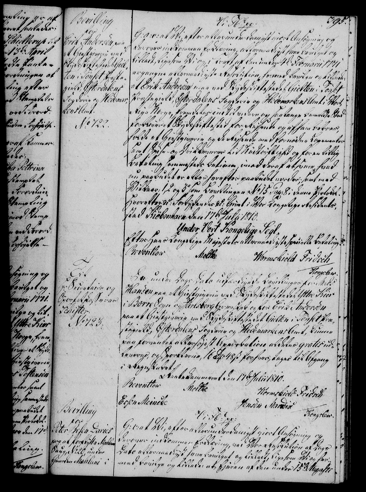 Rentekammeret, Kammerkanselliet, RA/EA-3111/G/Gg/Gga/L0019: Norsk ekspedisjonsprotokoll med register (merket RK 53.19), 1807-1810, s. 395