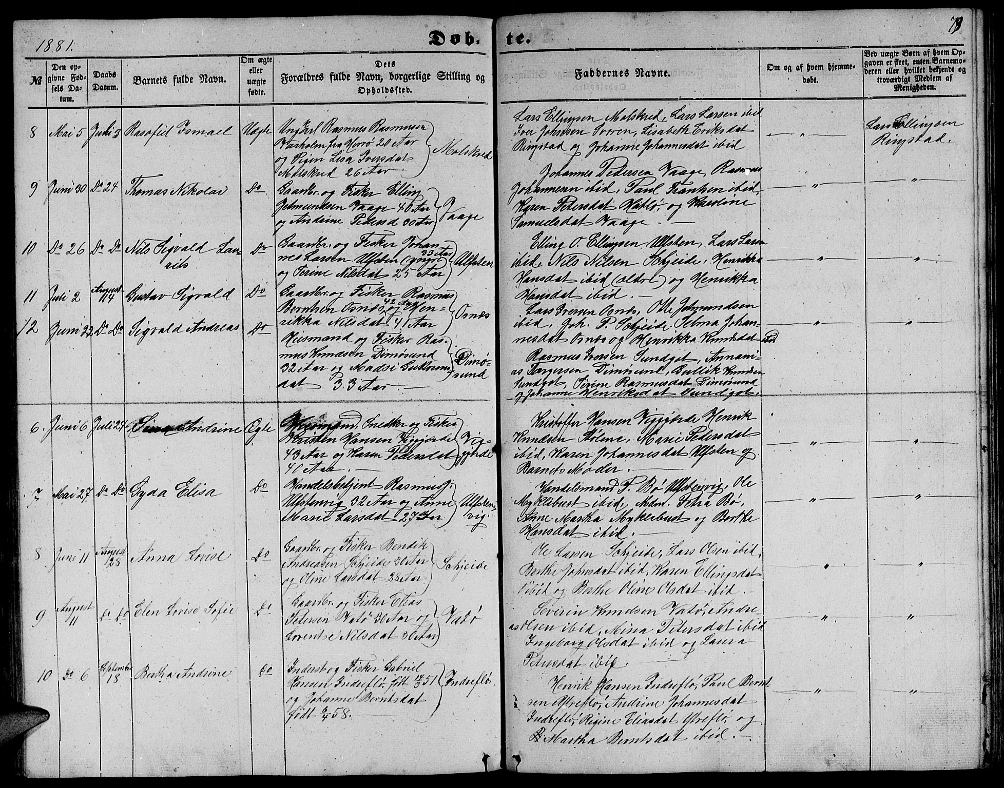 Ministerialprotokoller, klokkerbøker og fødselsregistre - Møre og Romsdal, SAT/A-1454/509/L0111: Klokkerbok nr. 509C01, 1854-1882, s. 79