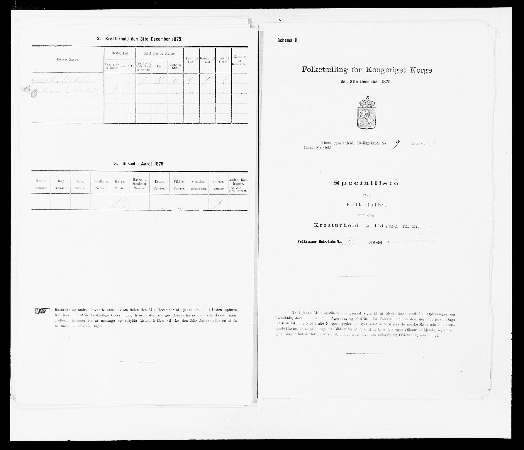 SAB, Folketelling 1875 for 1437L Kinn prestegjeld, Kinn sokn og Svanøy sokn, 1875, s. 1061