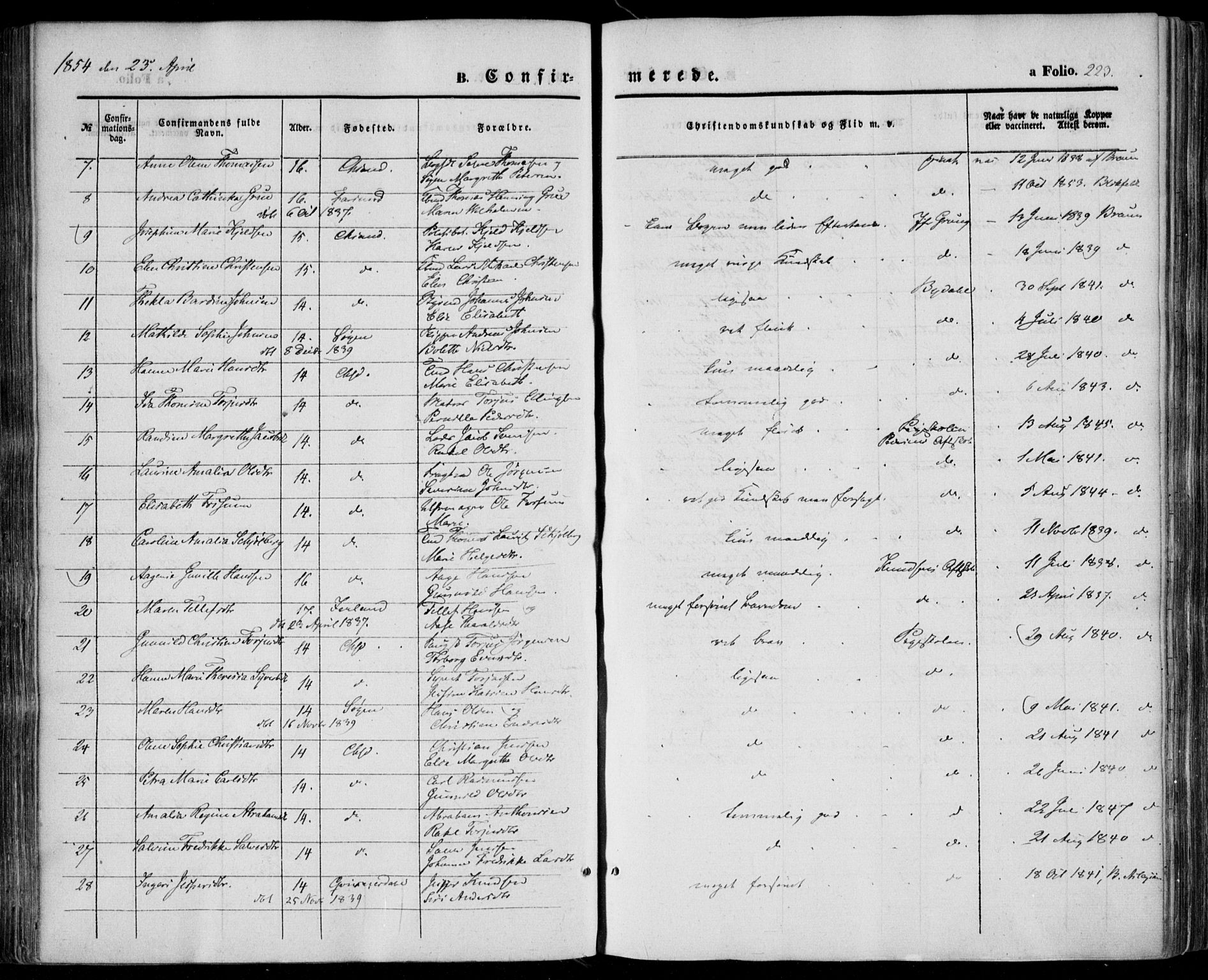 Kristiansand domprosti, AV/SAK-1112-0006/F/Fa/L0014: Ministerialbok nr. A 14, 1852-1867, s. 223