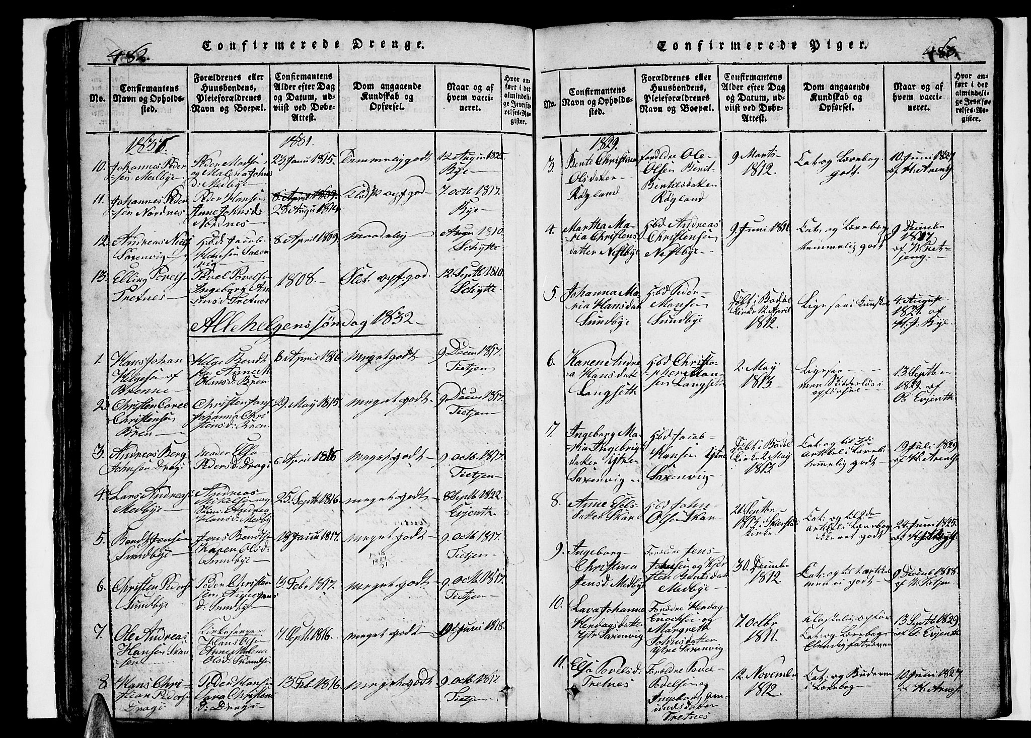 Ministerialprotokoller, klokkerbøker og fødselsregistre - Nordland, AV/SAT-A-1459/847/L0676: Klokkerbok nr. 847C04, 1821-1853, s. 482-483