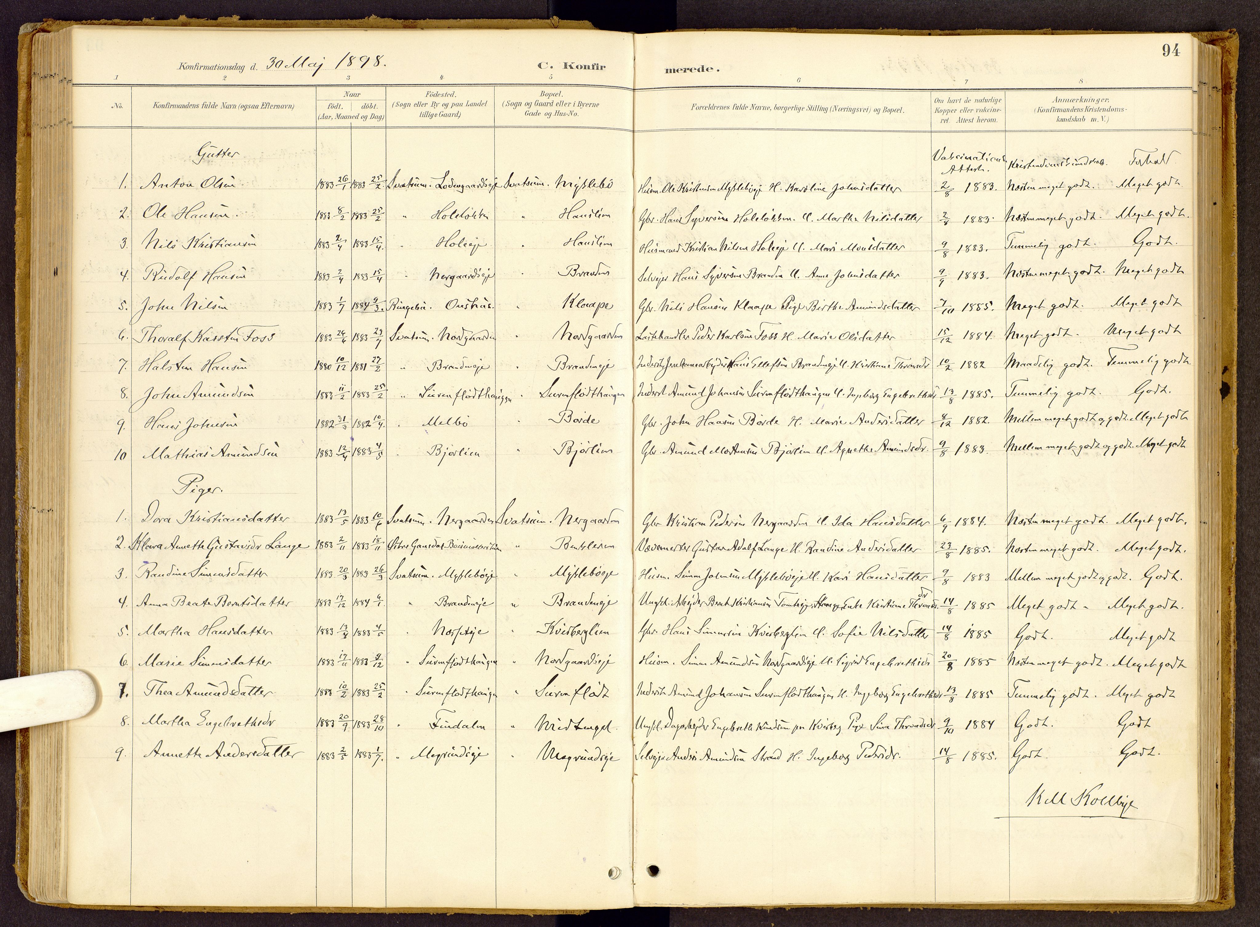 Vestre Gausdal prestekontor, SAH/PREST-094/H/Ha/Haa/L0002: Ministerialbok nr. 2, 1887-1918, s. 94