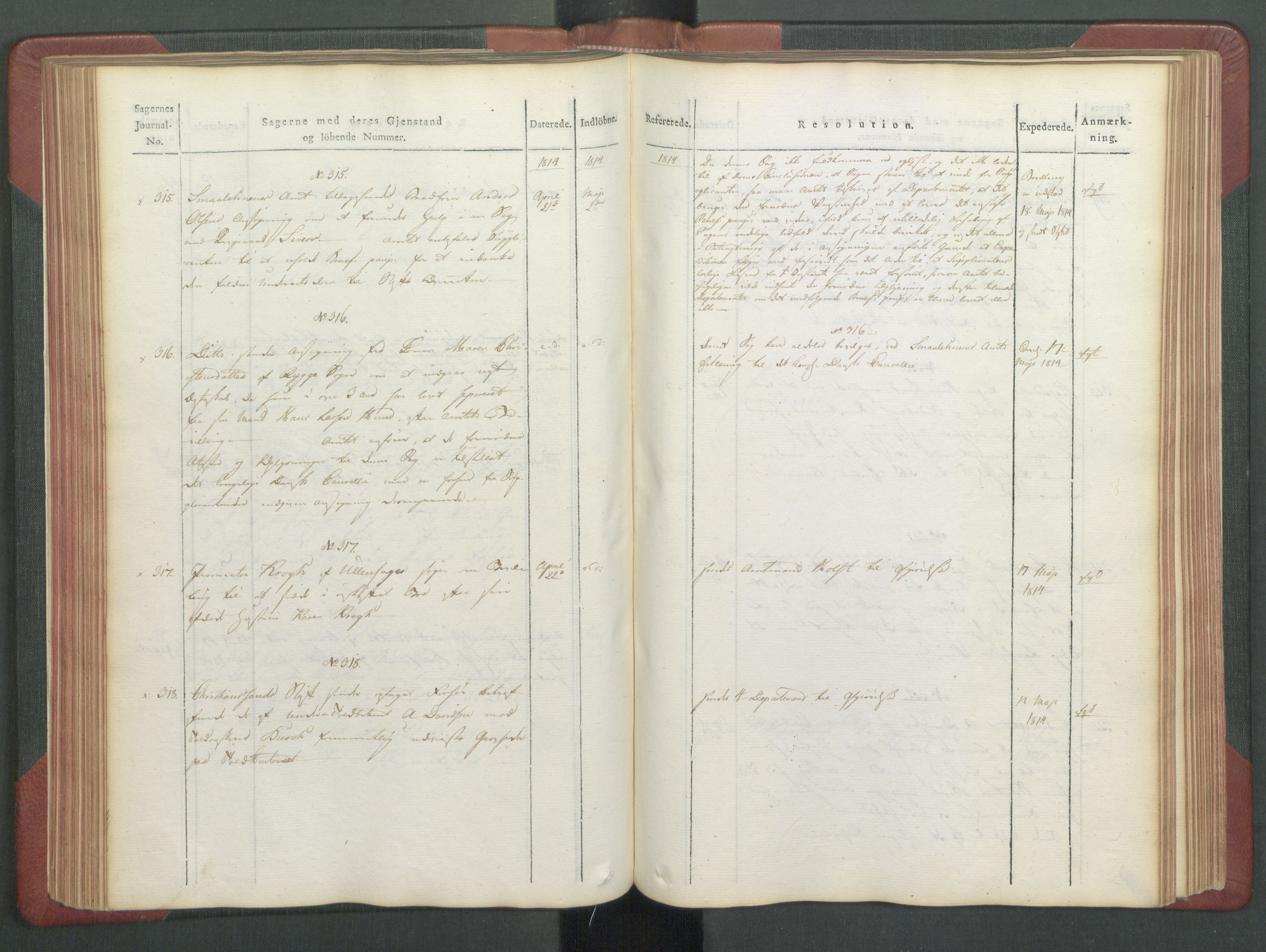 Departementene i 1814, RA/S-3899/Fc/L0039: Journal A, 1814, s. 108