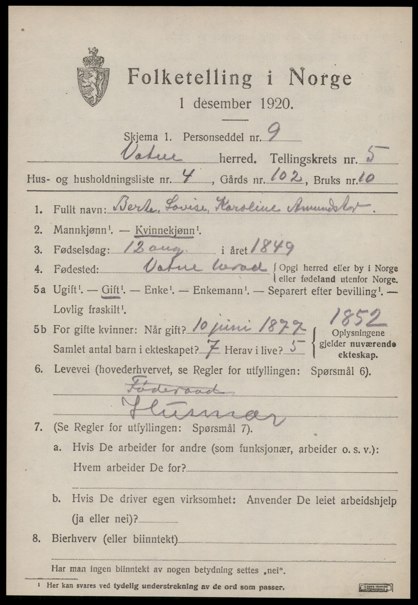 SAT, Folketelling 1920 for 1530 Vatne herred, 1920, s. 2208