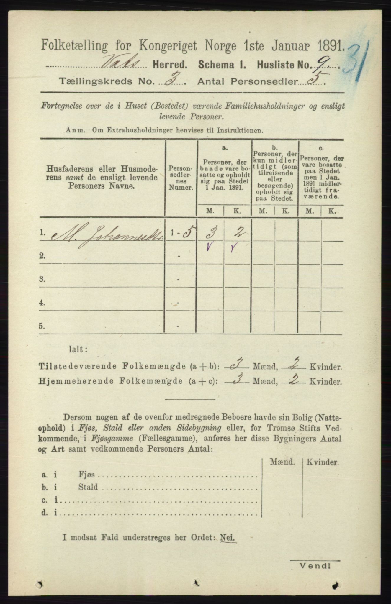 RA, Folketelling 1891 for 1155 Vats herred, 1891, s. 428