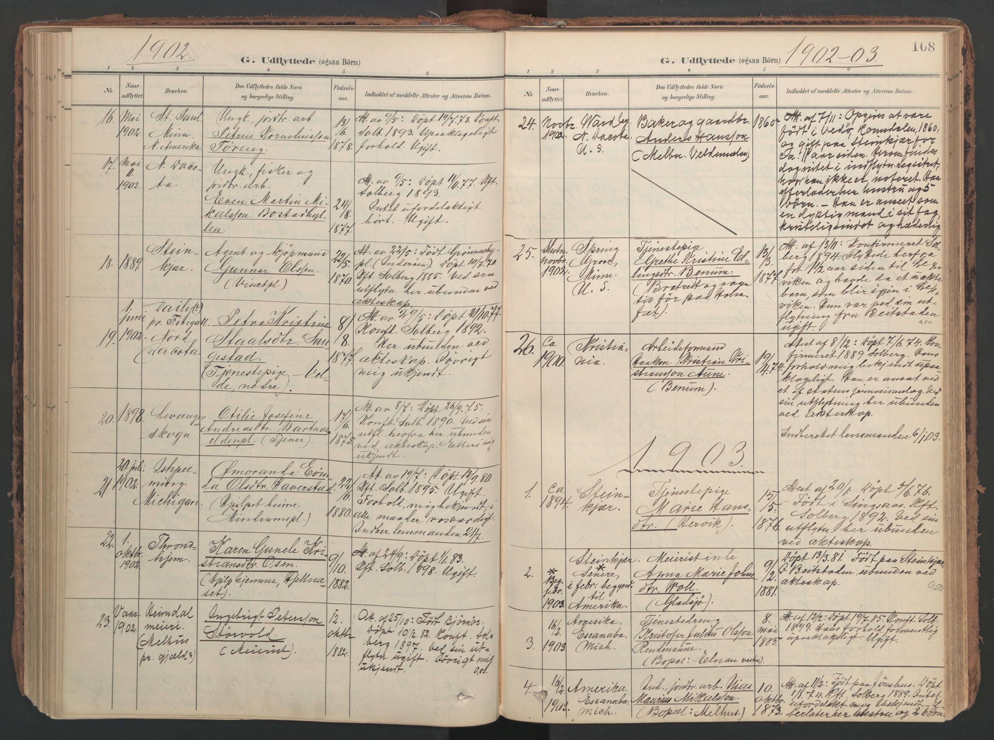 Ministerialprotokoller, klokkerbøker og fødselsregistre - Nord-Trøndelag, SAT/A-1458/741/L0397: Ministerialbok nr. 741A11, 1901-1911, s. 168