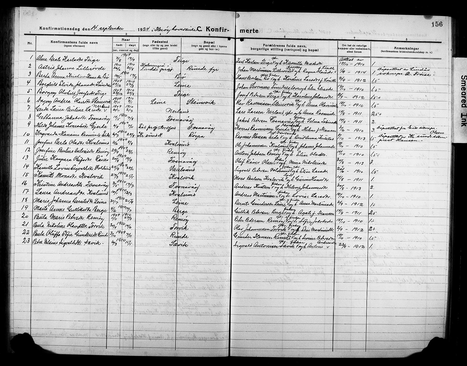 Ministerialprotokoller, klokkerbøker og fødselsregistre - Møre og Romsdal, AV/SAT-A-1454/507/L0084: Klokkerbok nr. 507C07, 1919-1932, s. 156