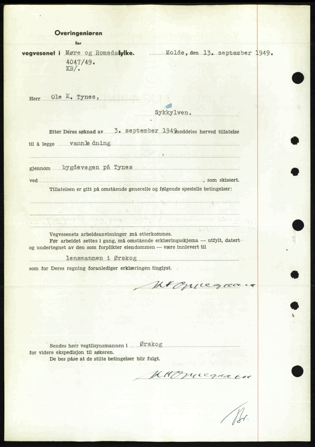 Nordre Sunnmøre sorenskriveri, AV/SAT-A-0006/1/2/2C/2Ca: Pantebok nr. A32, 1949-1949, Dagboknr: 2141/1949