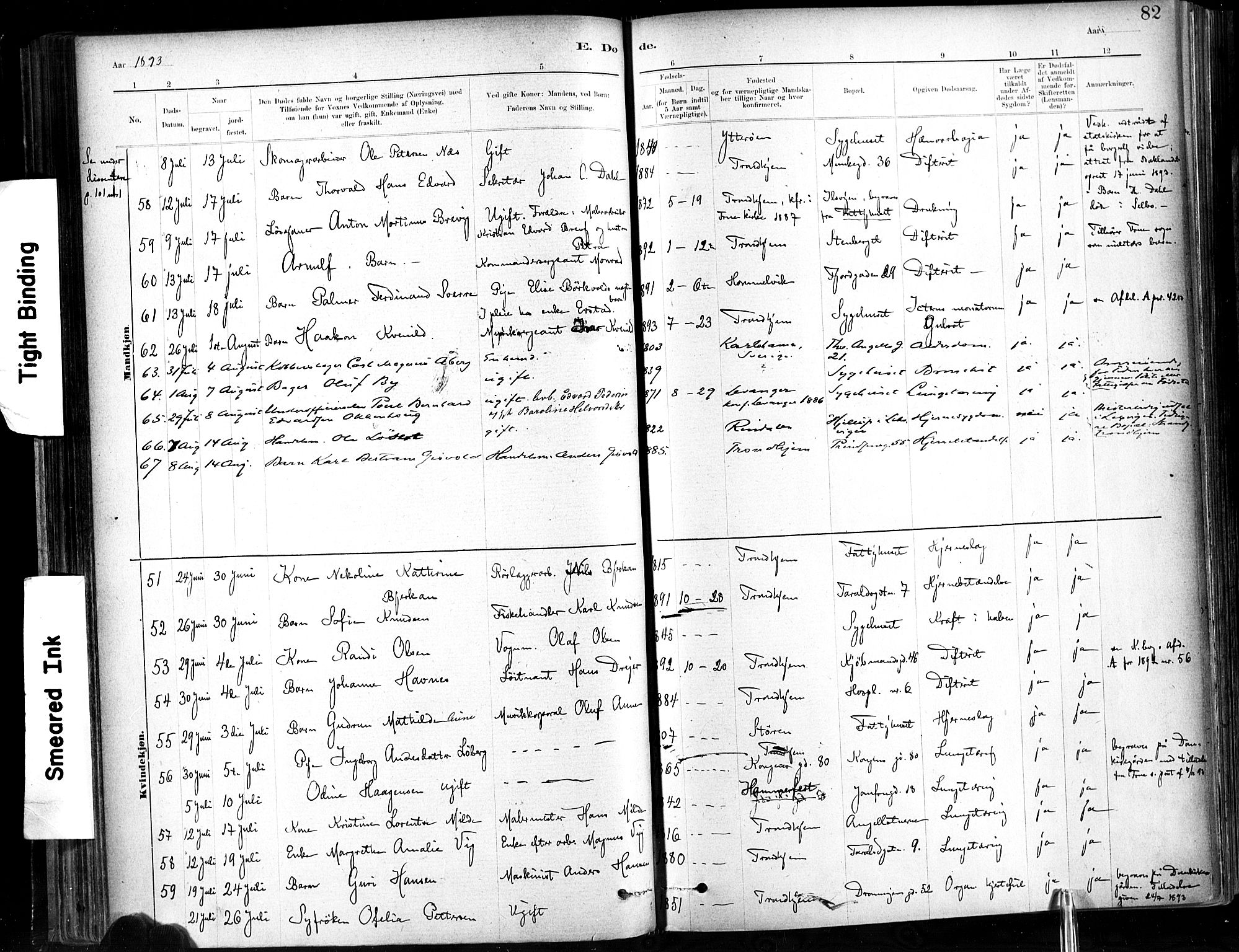 Ministerialprotokoller, klokkerbøker og fødselsregistre - Sør-Trøndelag, SAT/A-1456/602/L0120: Ministerialbok nr. 602A18, 1880-1913, s. 82