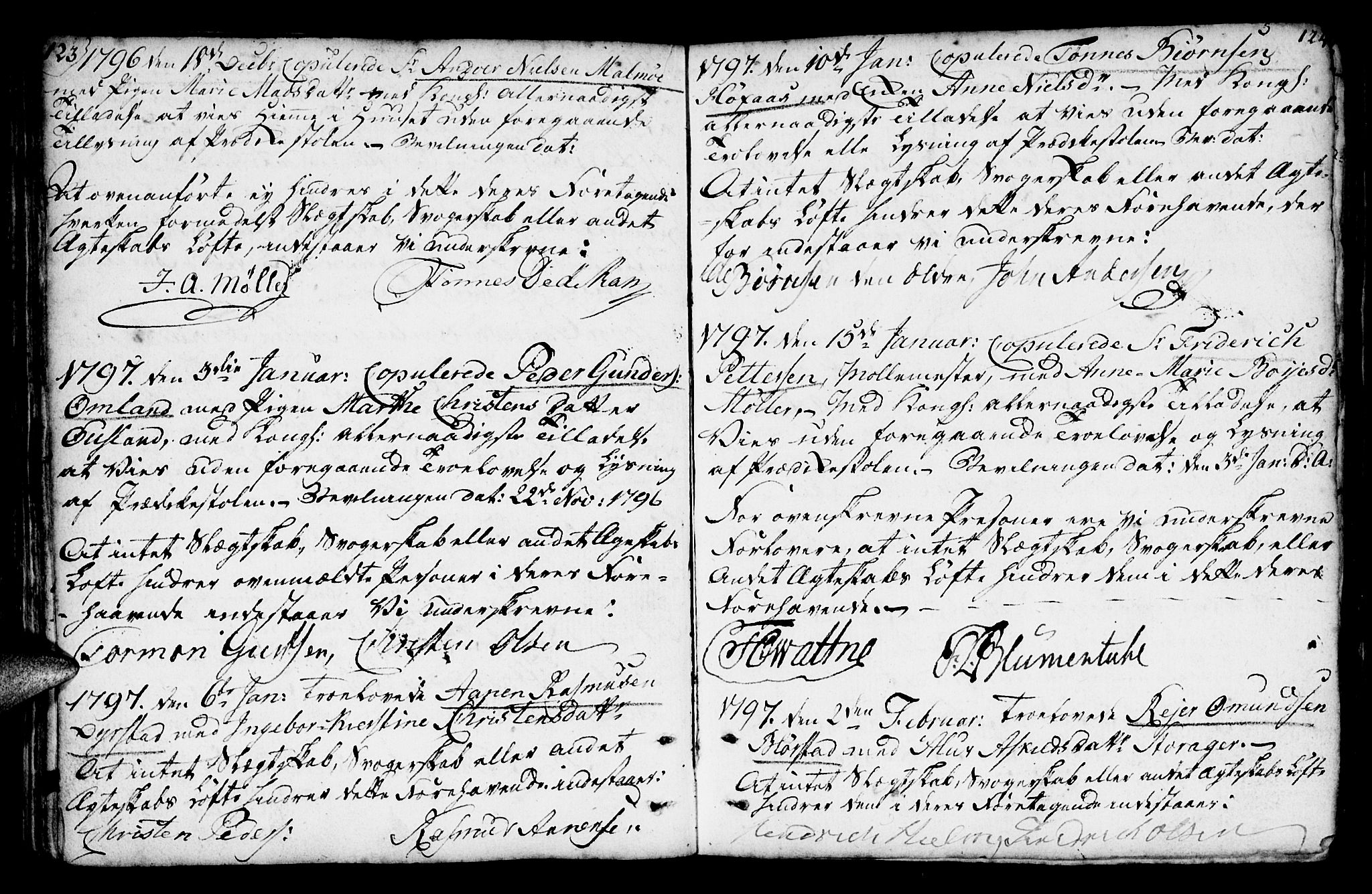 Mandal sokneprestkontor, AV/SAK-1111-0030/F/Fa/Faa/L0007: Ministerialbok nr. A 7, 1783-1818, s. 123-124
