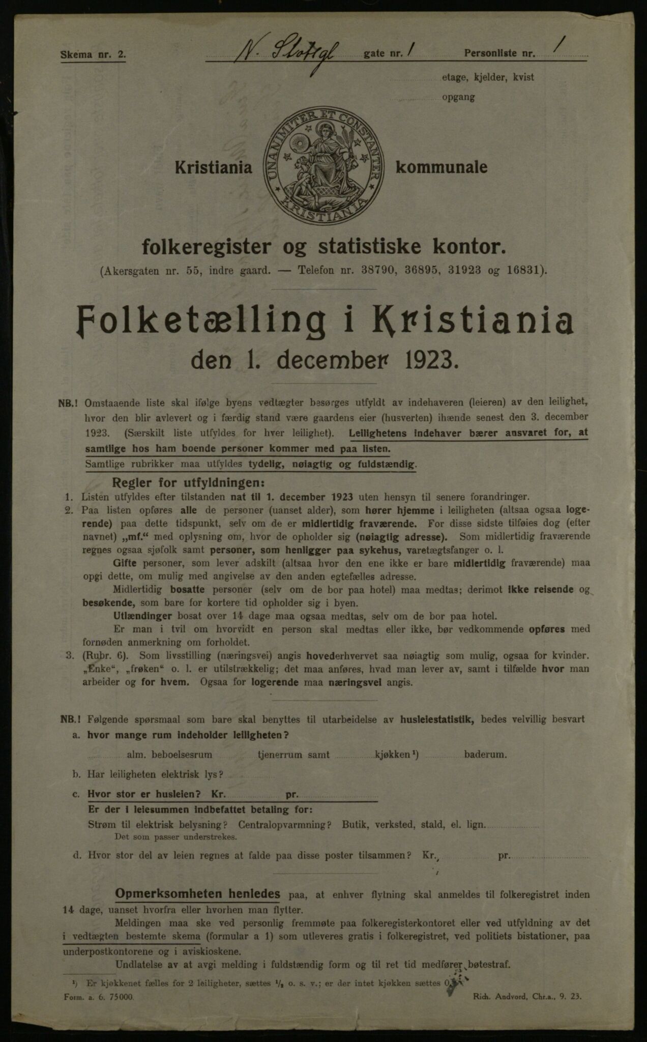 OBA, Kommunal folketelling 1.12.1923 for Kristiania, 1923, s. 76444