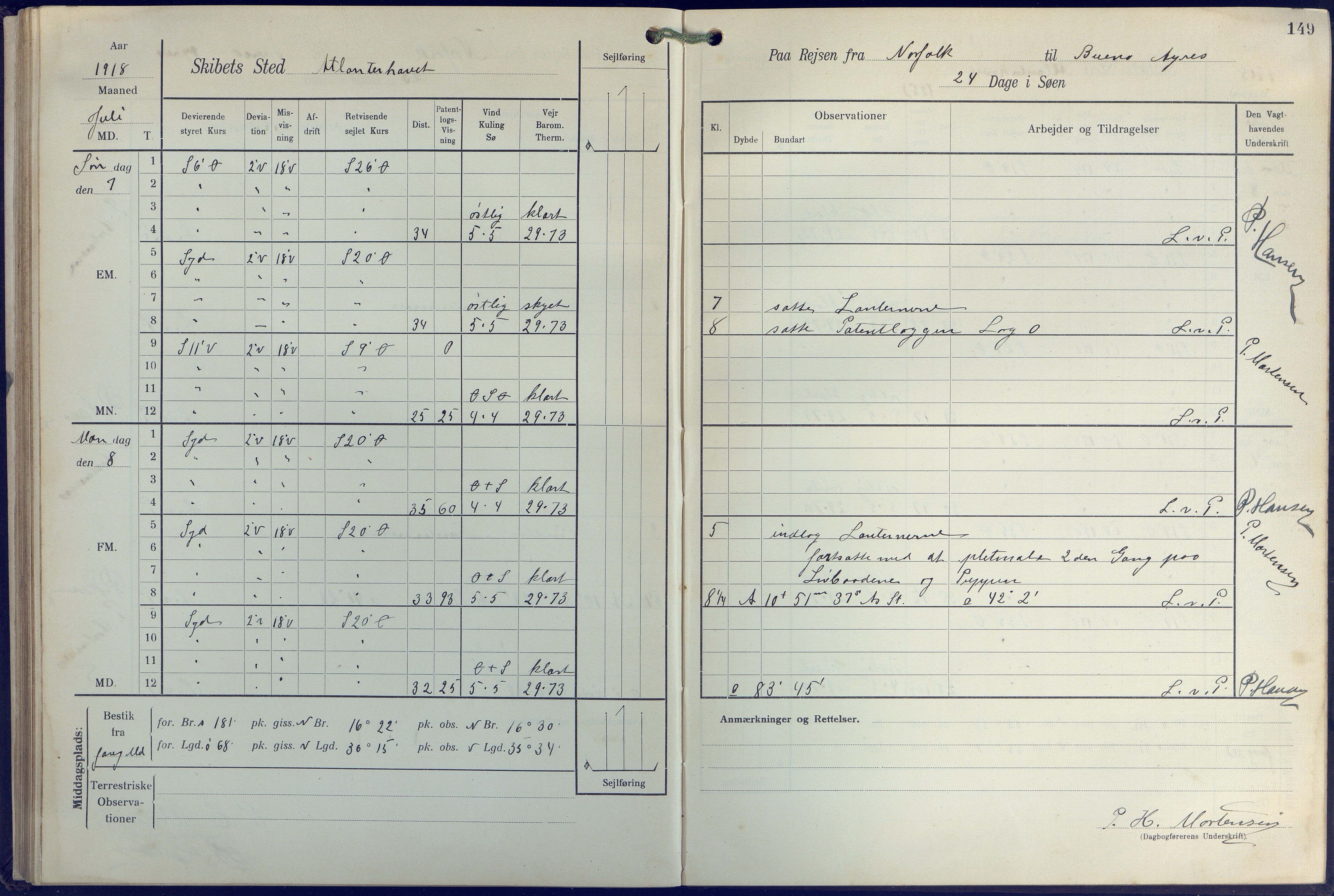 Fartøysarkivet, AAKS/PA-1934/F/L0271: Pehr Ugland (bark), 1917-1919, s. 149