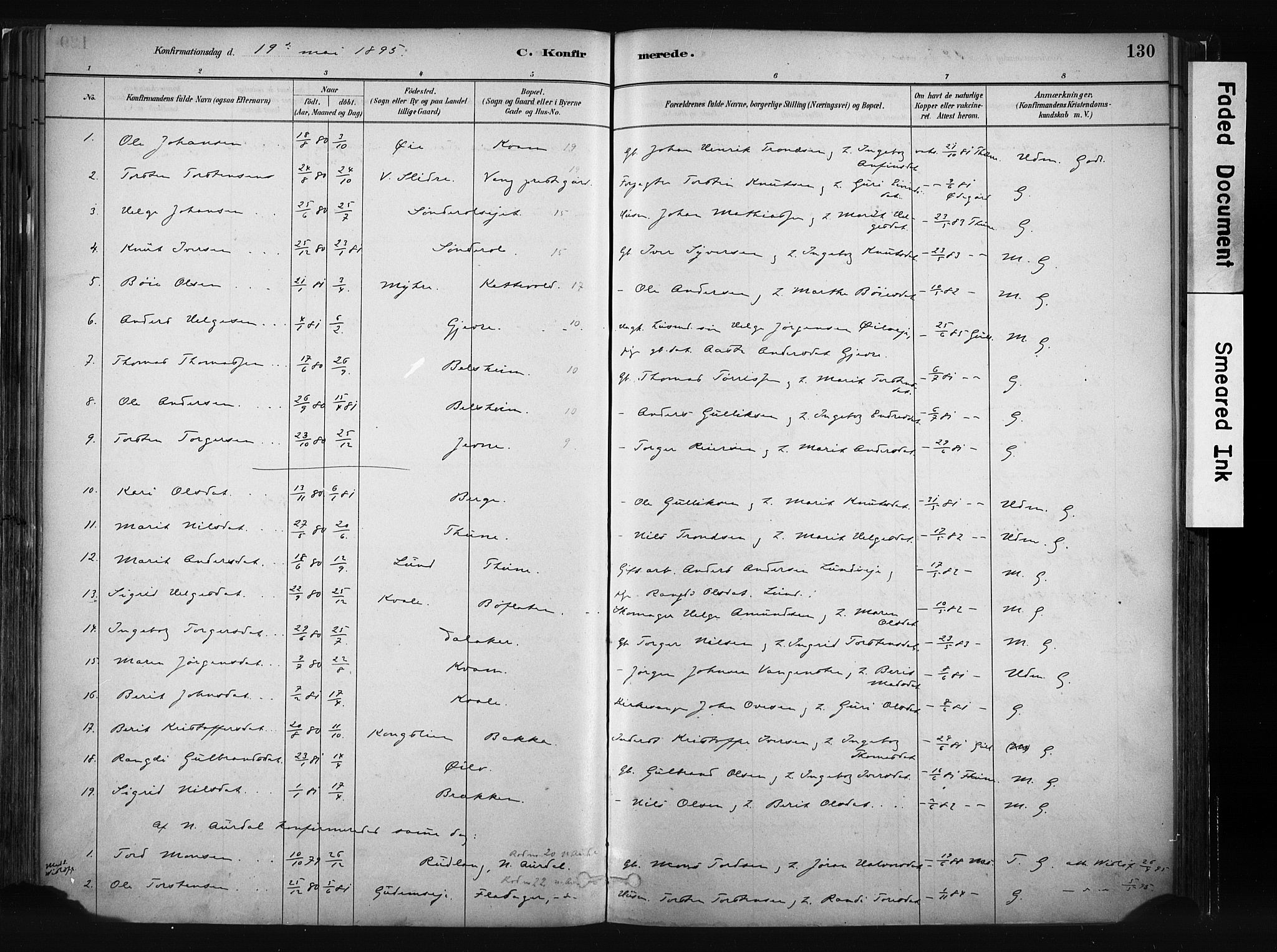 Vang prestekontor, Valdres, SAH/PREST-140/H/Ha/L0008: Ministerialbok nr. 8, 1882-1910, s. 130