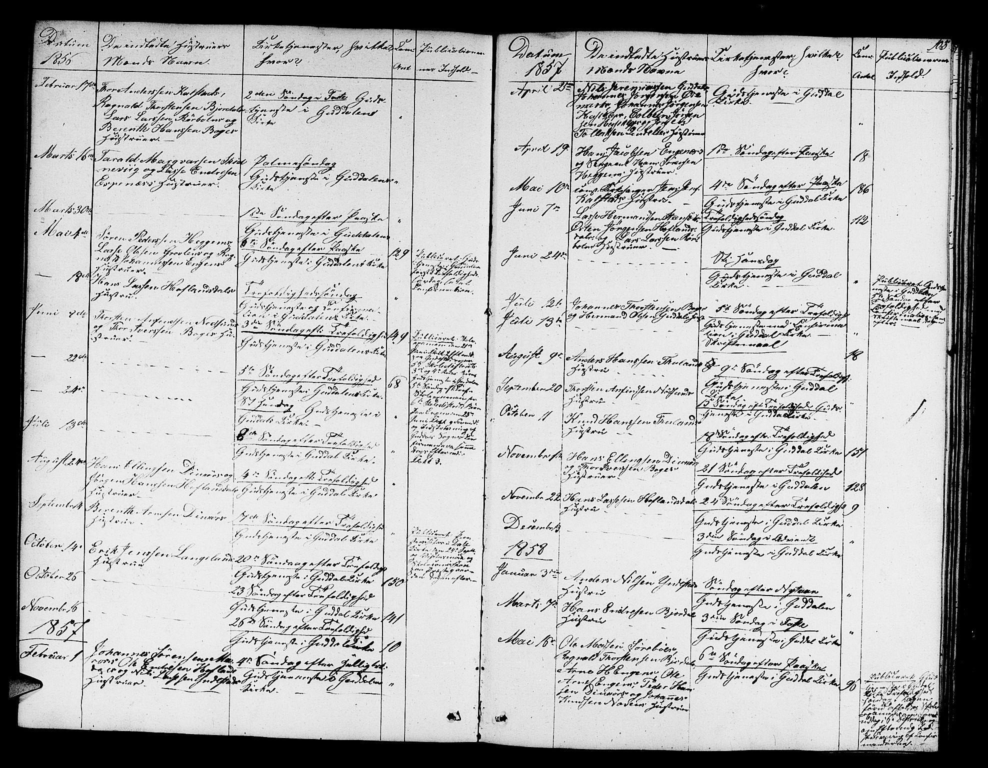 Fjaler sokneprestembete, AV/SAB-A-79801/H/Hab/Habd/L0001: Klokkerbok nr. D 1, 1854-1891, s. 105