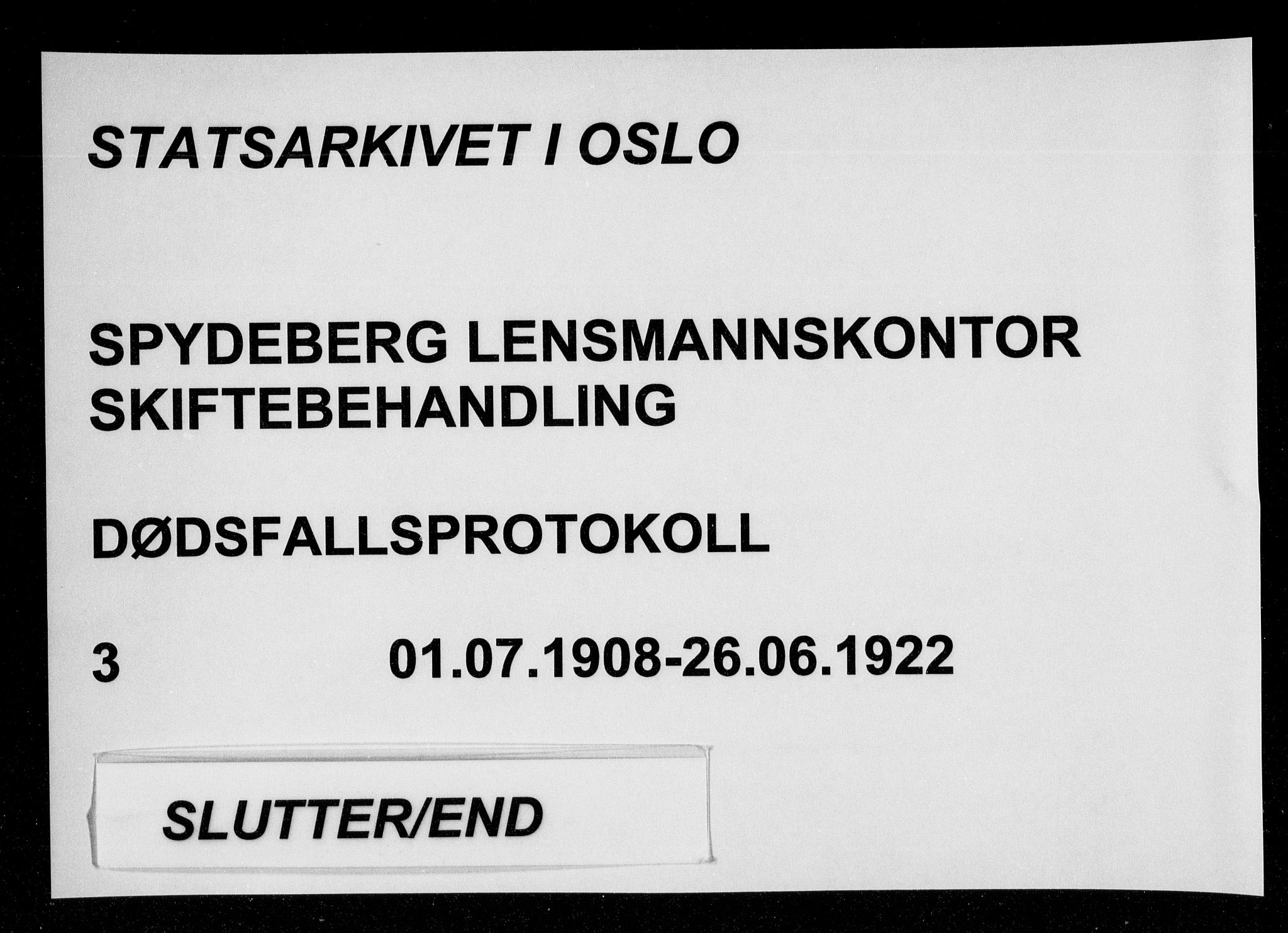 Spydeberg lensmannsarkiv, AV/SAO-A-10635/H/Ha/L0003: Dødsfallsprotokoll, 1908-1922