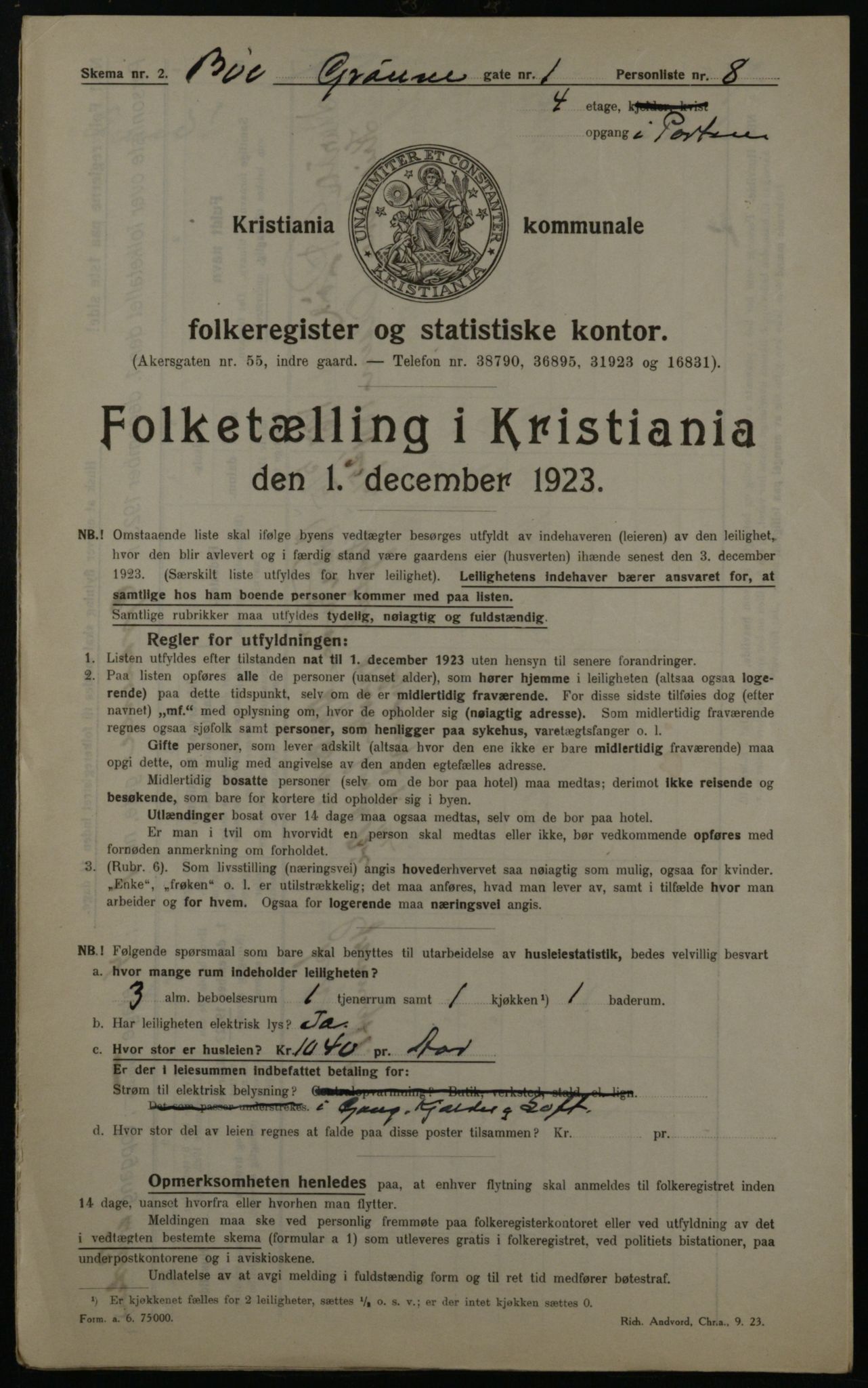 OBA, Kommunal folketelling 1.12.1923 for Kristiania, 1923, s. 36101