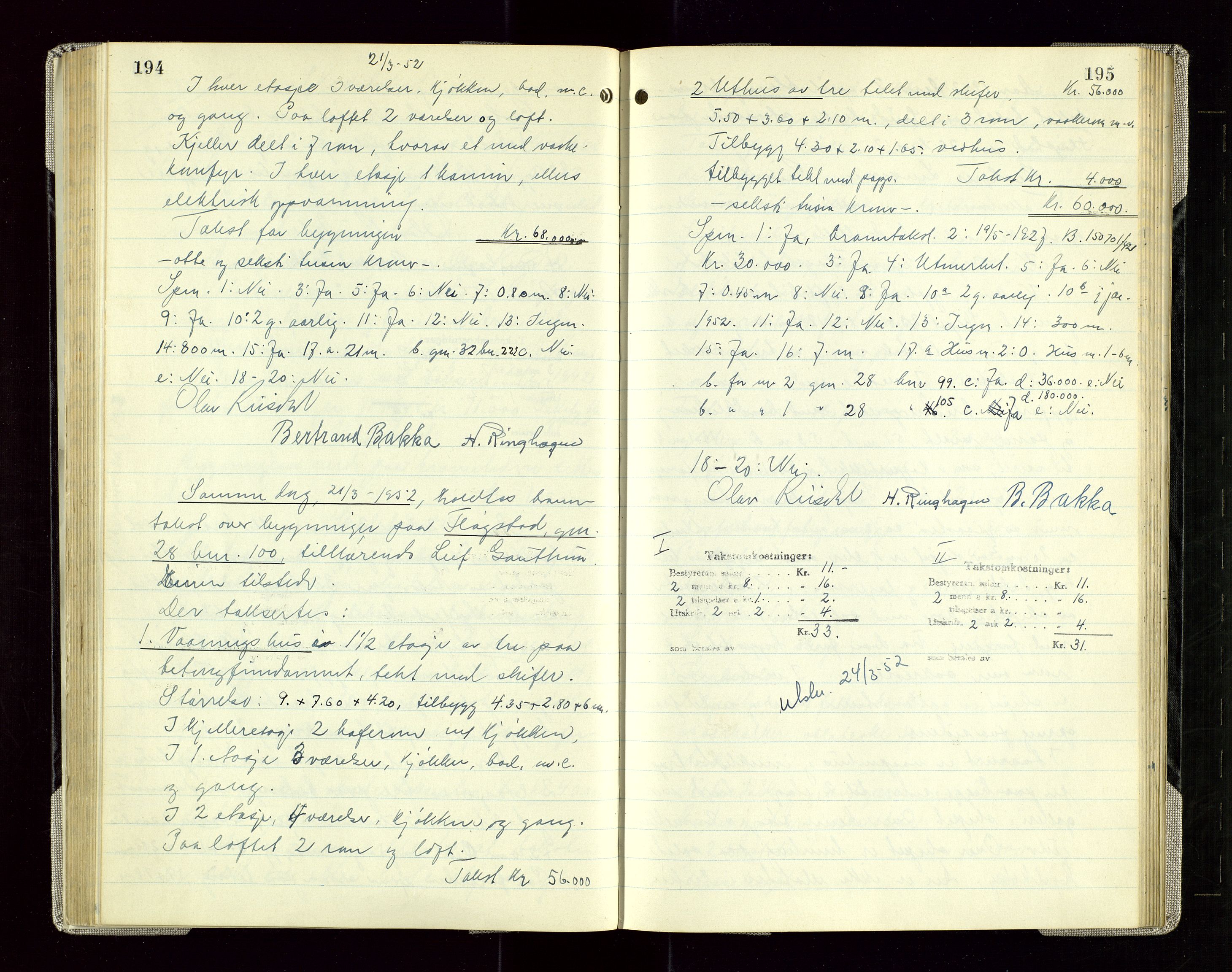 Sauda lensmannskontor, AV/SAST-A-100177/Goa/L0005: "Branntakstprotokoll for Sauda lensmannsdistrikt", 1946-1955, s. 194-195