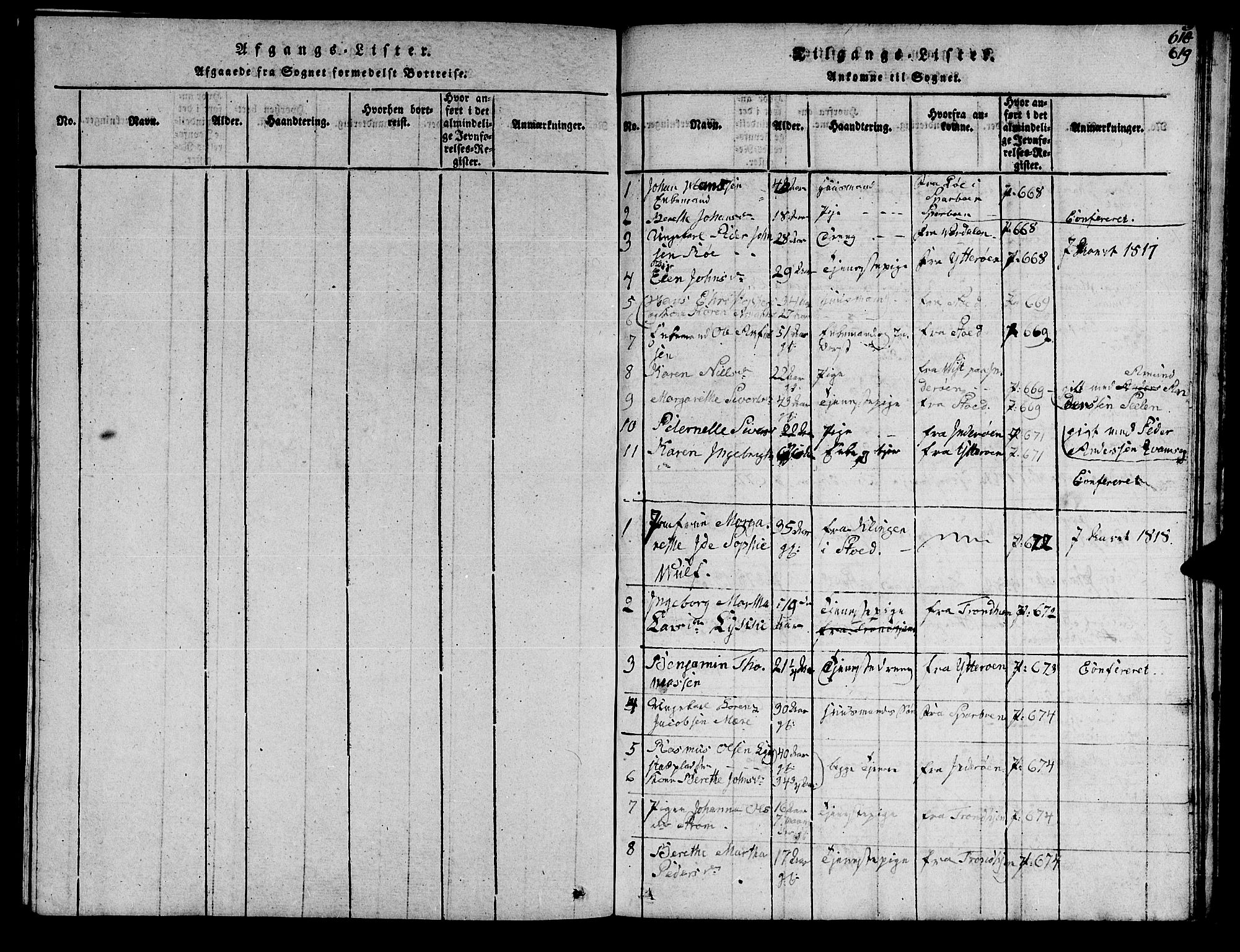 Ministerialprotokoller, klokkerbøker og fødselsregistre - Nord-Trøndelag, SAT/A-1458/741/L0400: Klokkerbok nr. 741C01, 1817-1825, s. 618-619
