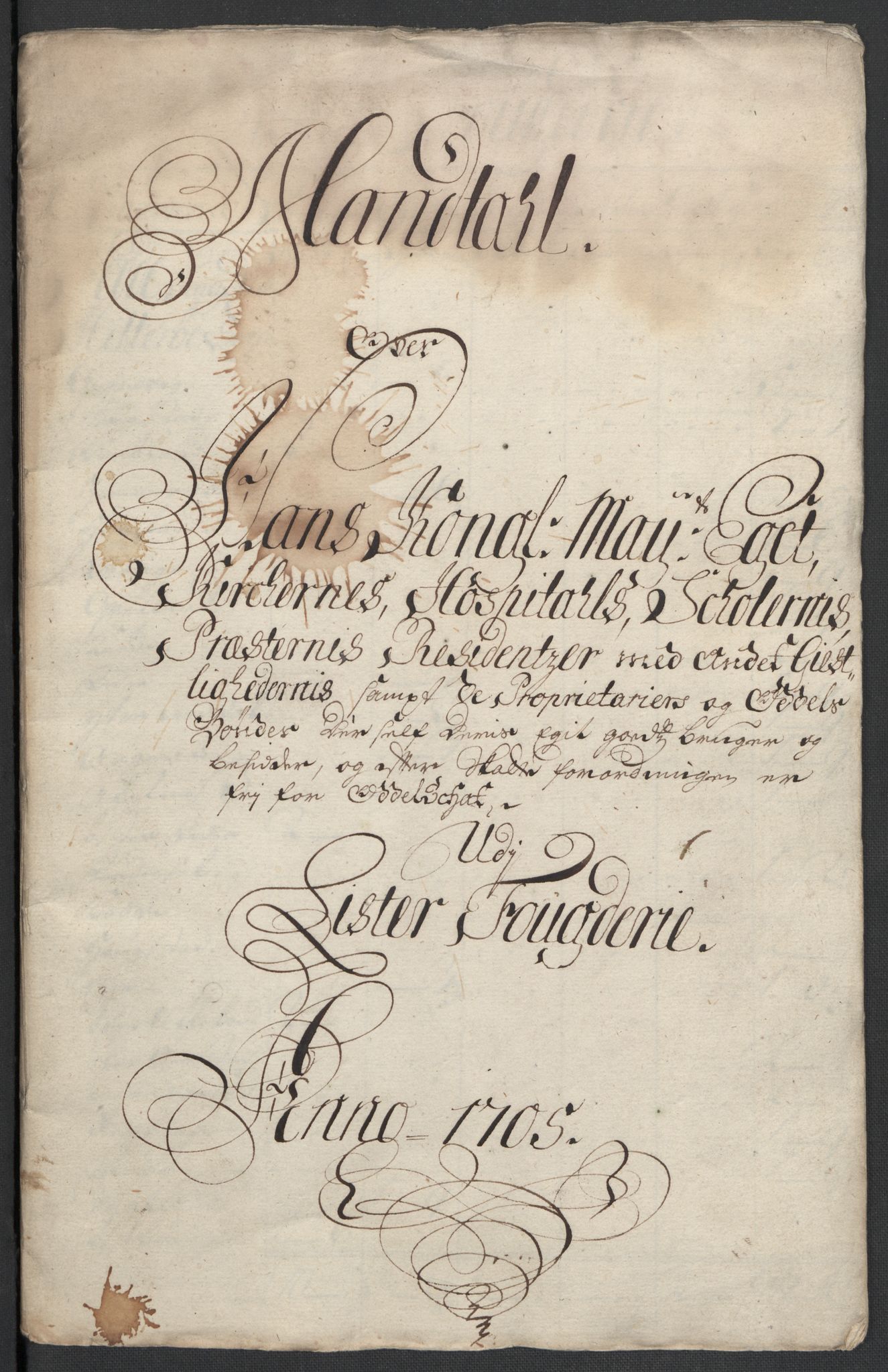 Rentekammeret inntil 1814, Reviderte regnskaper, Fogderegnskap, RA/EA-4092/R43/L2551: Fogderegnskap Lista og Mandal, 1705-1709, s. 77
