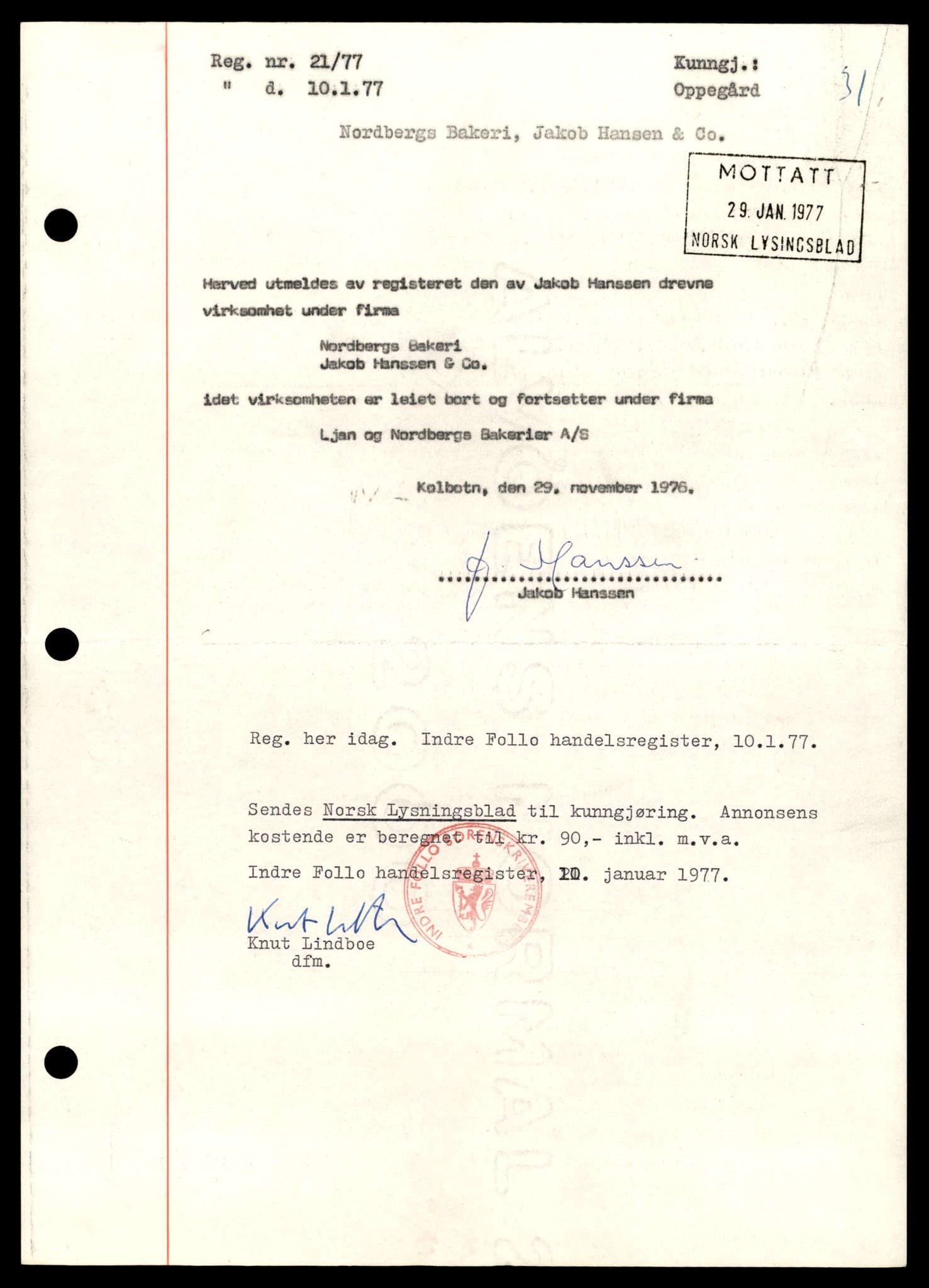 Indre Follo tingrett, AV/SAT-A-10086/K/Kb/Kba/L0005: Enkeltmannsforetak, No - Sh, 1944-1990, s. 3