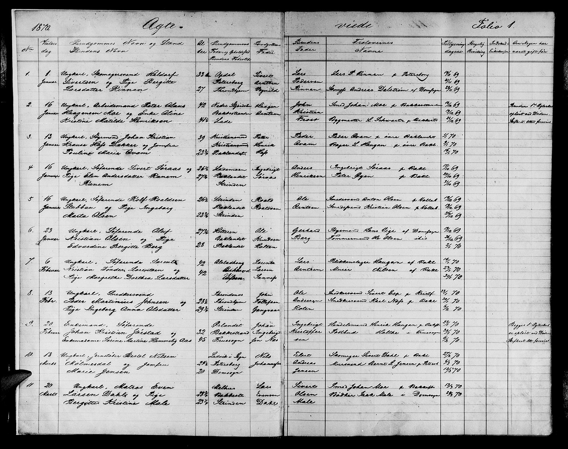 Ministerialprotokoller, klokkerbøker og fødselsregistre - Sør-Trøndelag, AV/SAT-A-1456/604/L0221: Klokkerbok nr. 604C04, 1870-1885, s. 1