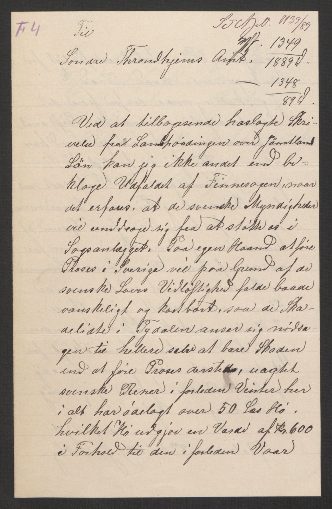 Landbruksdepartementet, Kontorer for reindrift og ferskvannsfiske, AV/RA-S-1247/2/E/Eb/L0014: Lappekommisjonen, 1885-1890, s. 587