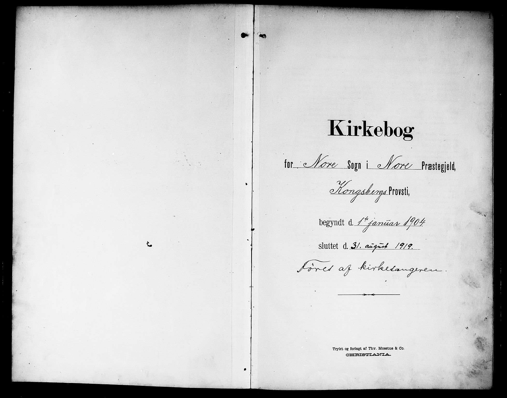 Nore kirkebøker, SAKO/A-238/G/Ga/L0004: Klokkerbok nr. I 4, 1904-1919, s. 1