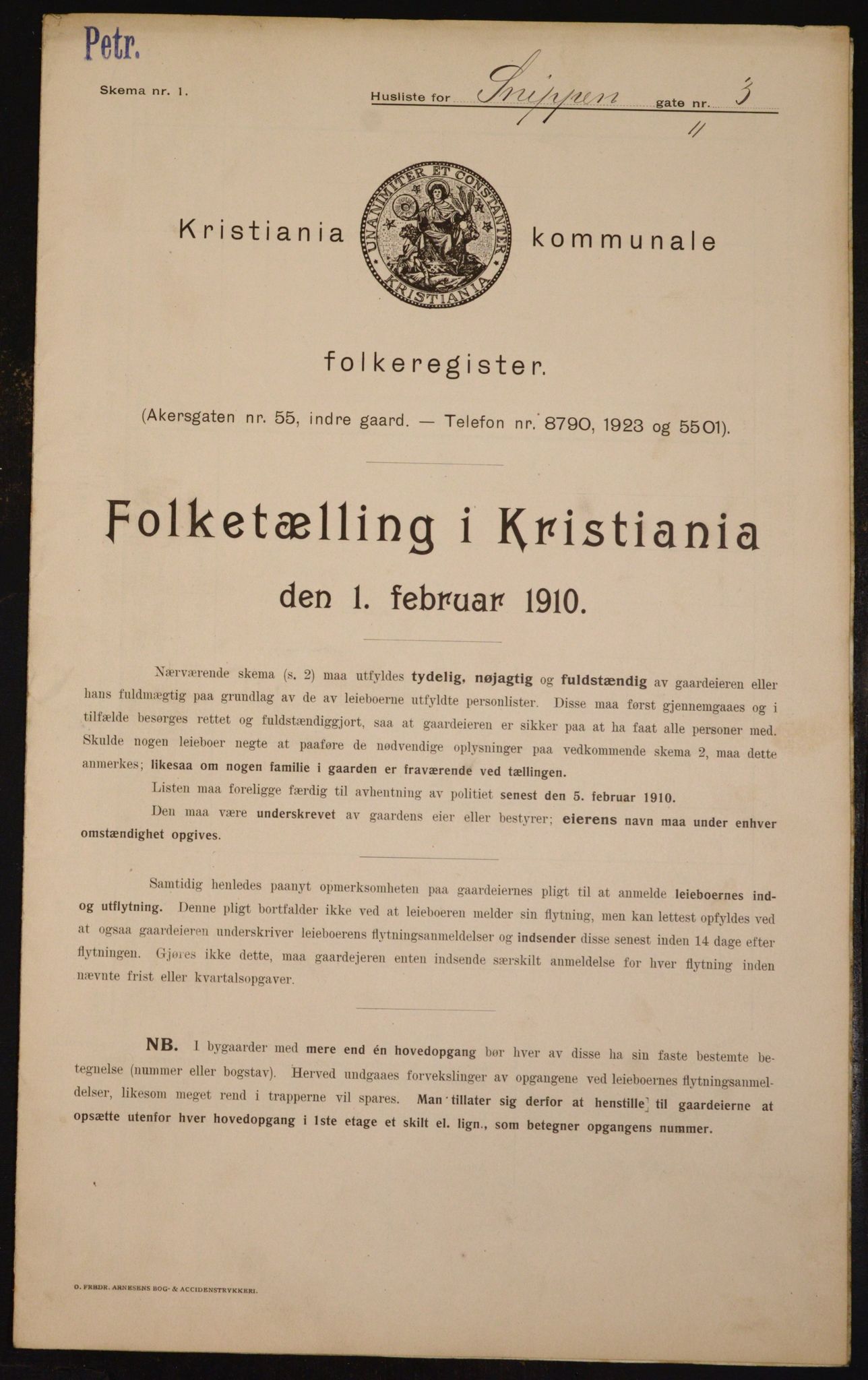 OBA, Kommunal folketelling 1.2.1910 for Kristiania, 1910, s. 93401