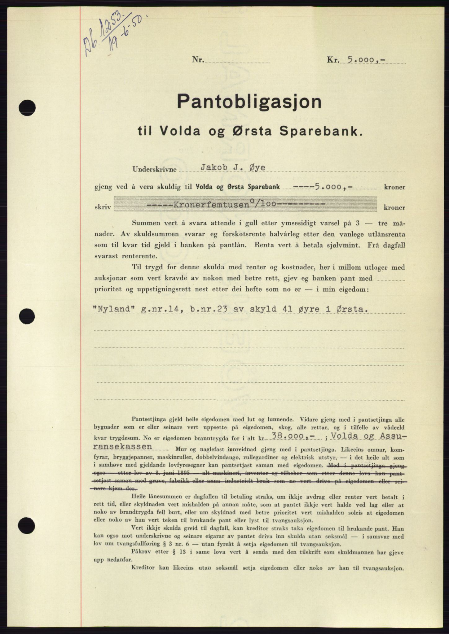 Søre Sunnmøre sorenskriveri, SAT/A-4122/1/2/2C/L0118: Pantebok nr. 6B, 1949-1950, Dagboknr: 1253/1950