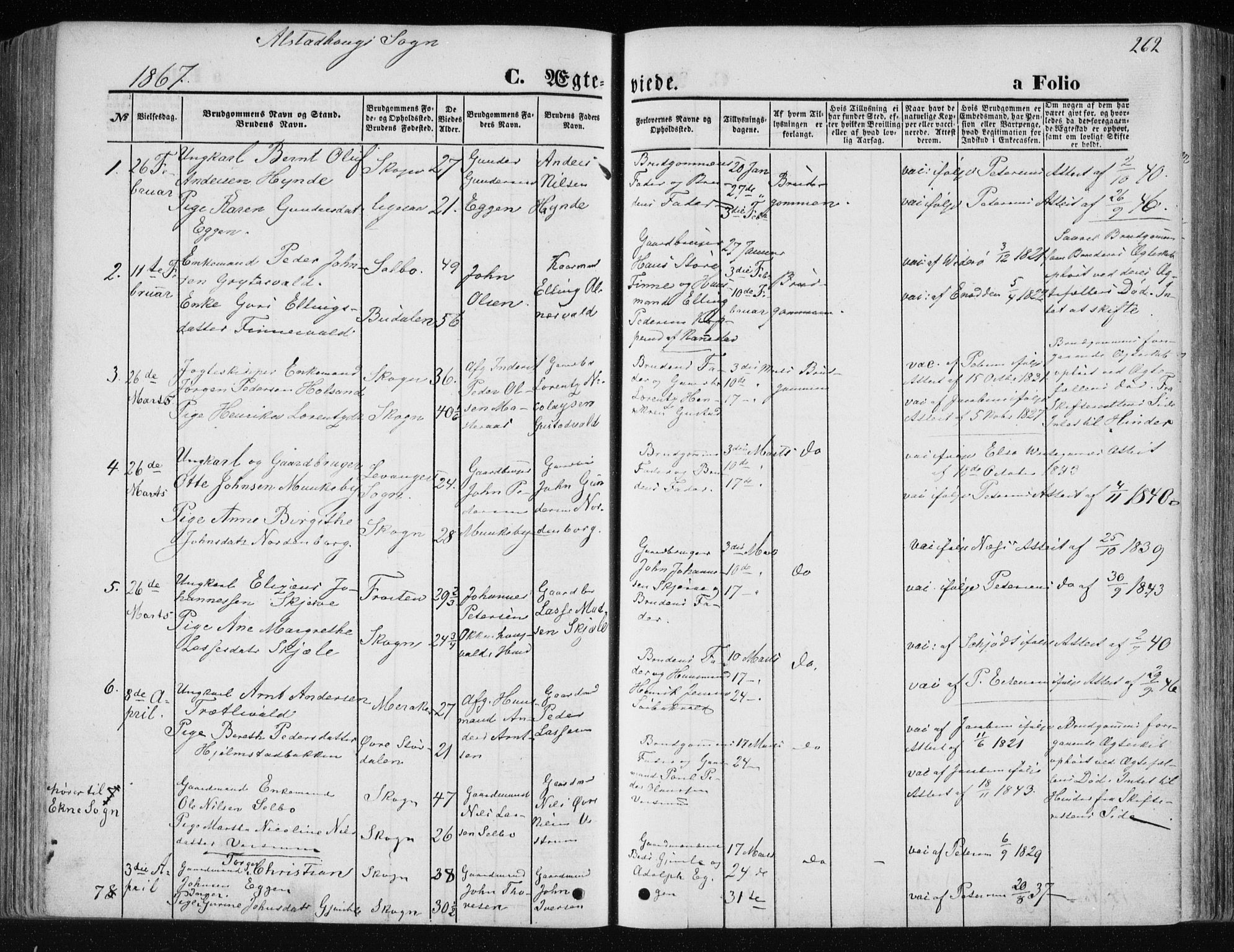Ministerialprotokoller, klokkerbøker og fødselsregistre - Nord-Trøndelag, SAT/A-1458/717/L0157: Ministerialbok nr. 717A08 /1, 1863-1877, s. 262