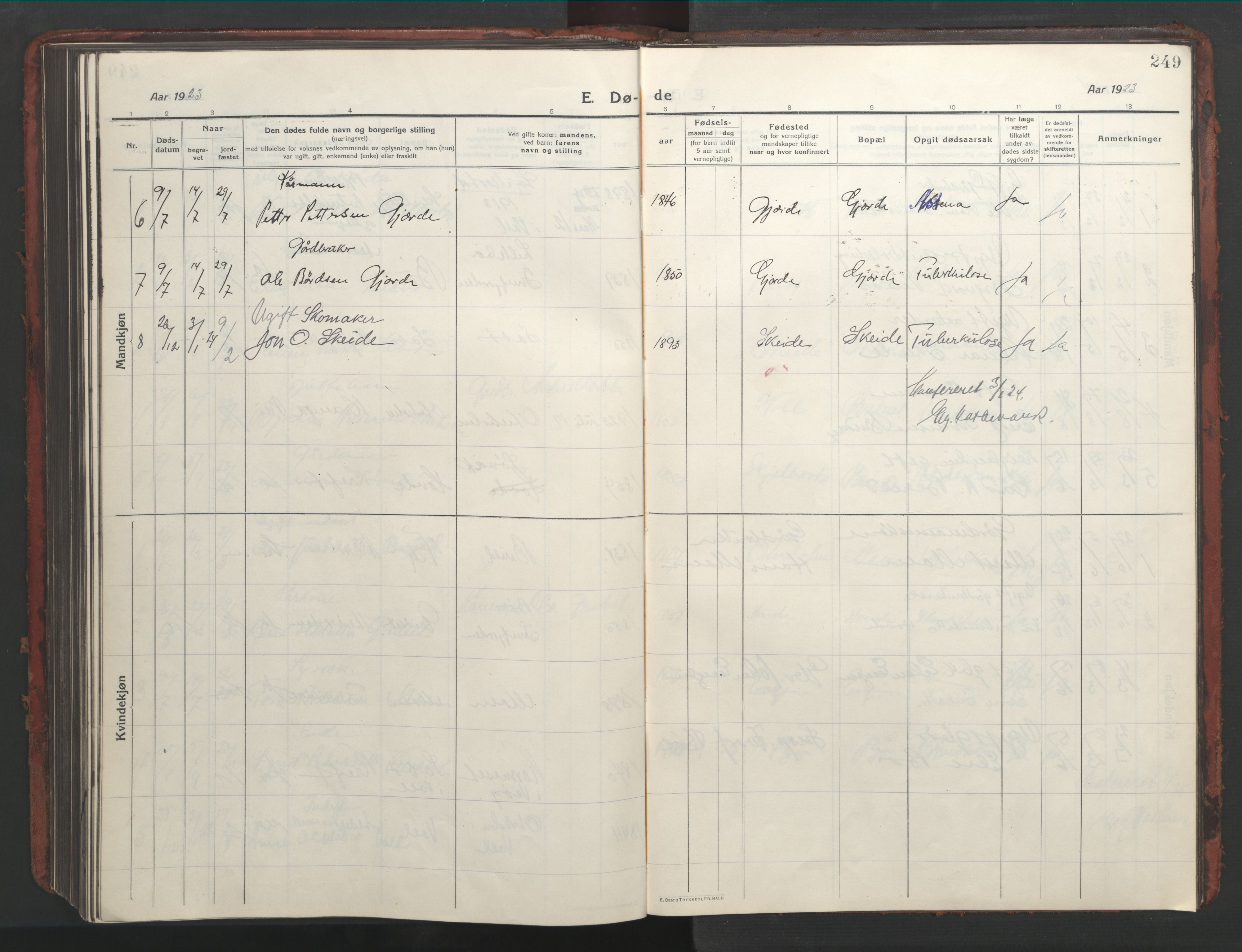 Ministerialprotokoller, klokkerbøker og fødselsregistre - Møre og Romsdal, AV/SAT-A-1454/543/L0565: Klokkerbok nr. 543C03, 1916-1955, s. 249