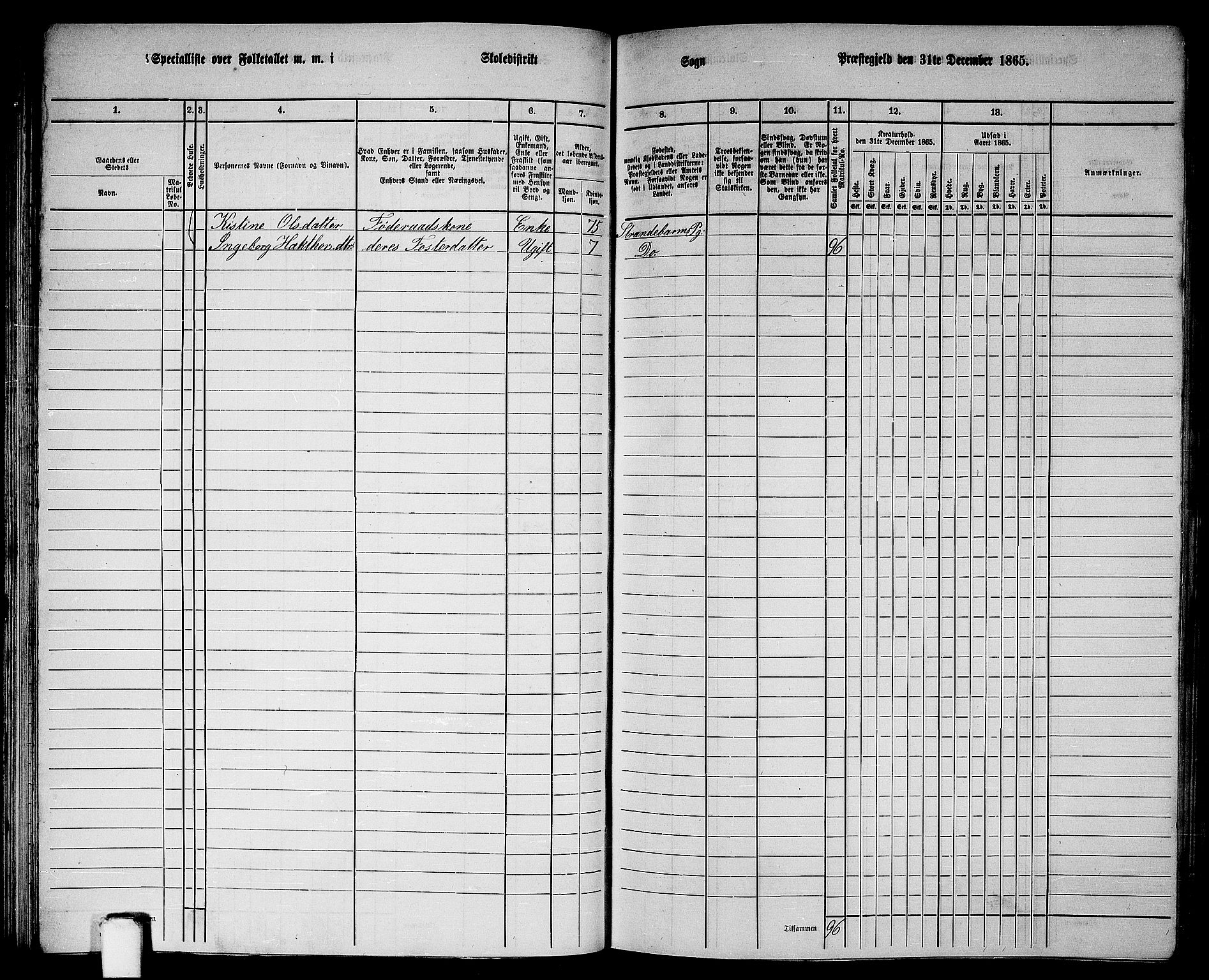 RA, Folketelling 1865 for 1226P Strandebarm prestegjeld, 1865, s. 66