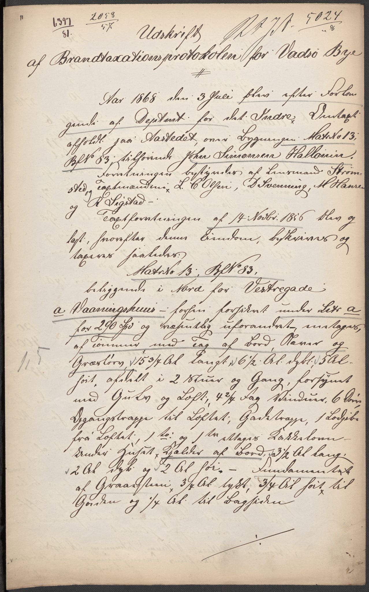 Norges Brannkasse, AV/RA-S-1549/E/Eu/L0010: Branntakster for Vadsø by, 1854-1949, s. 28