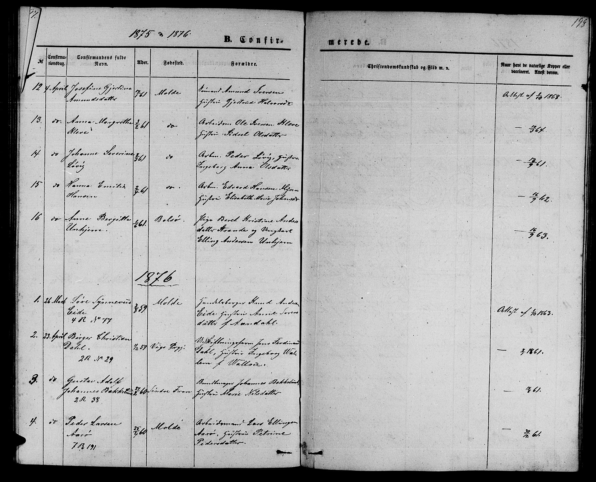 Ministerialprotokoller, klokkerbøker og fødselsregistre - Møre og Romsdal, SAT/A-1454/558/L0701: Klokkerbok nr. 558C02, 1862-1879, s. 198