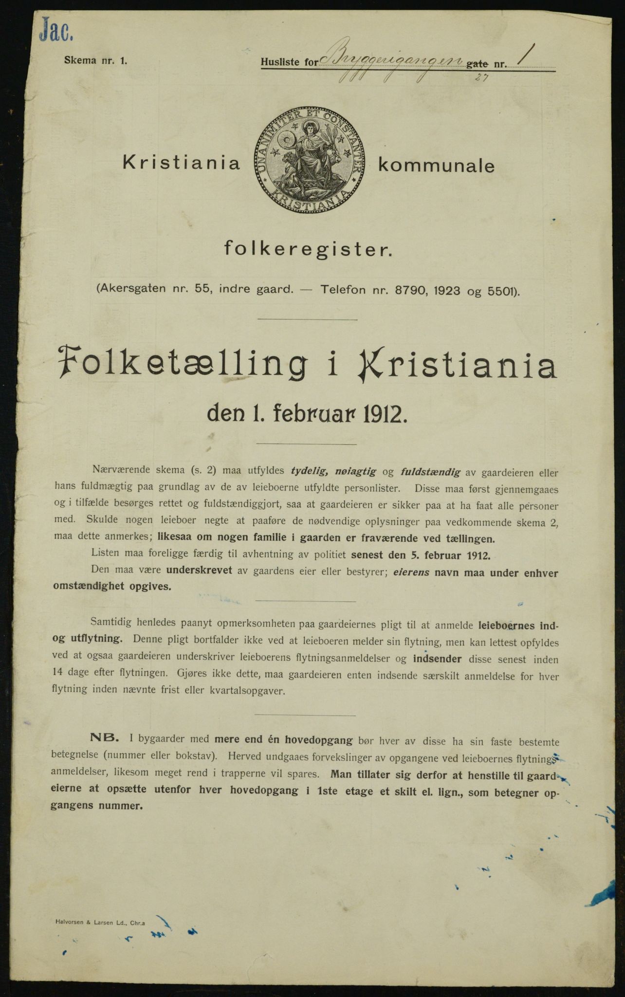 OBA, Kommunal folketelling 1.2.1912 for Kristiania, 1912, s. 9882