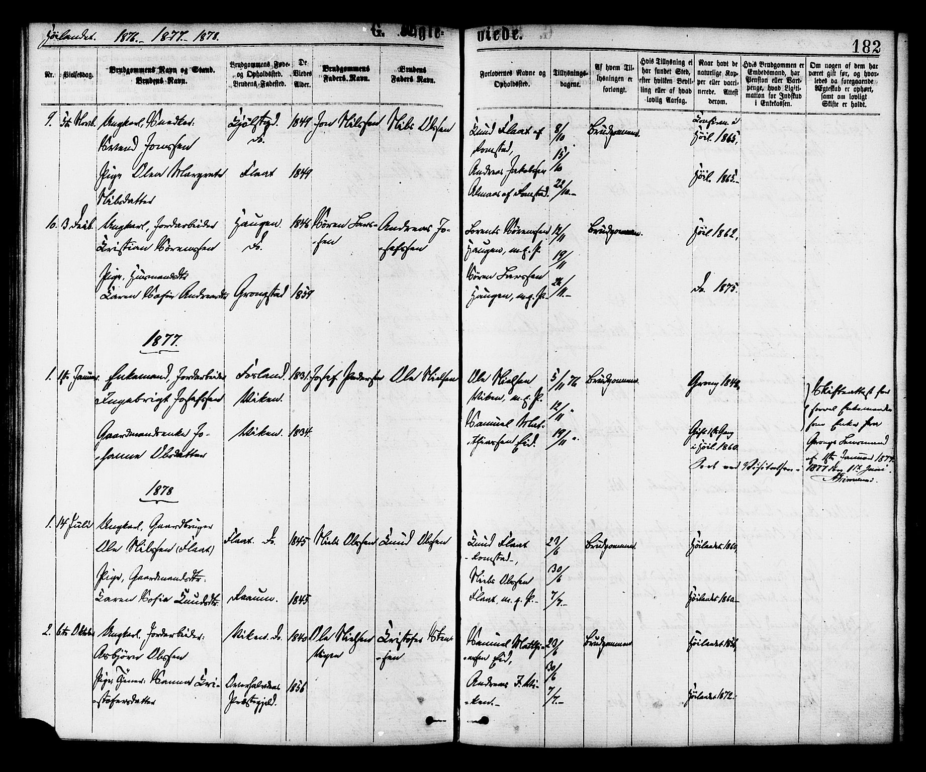 Ministerialprotokoller, klokkerbøker og fødselsregistre - Nord-Trøndelag, SAT/A-1458/758/L0516: Ministerialbok nr. 758A03 /2, 1869-1879, s. 182