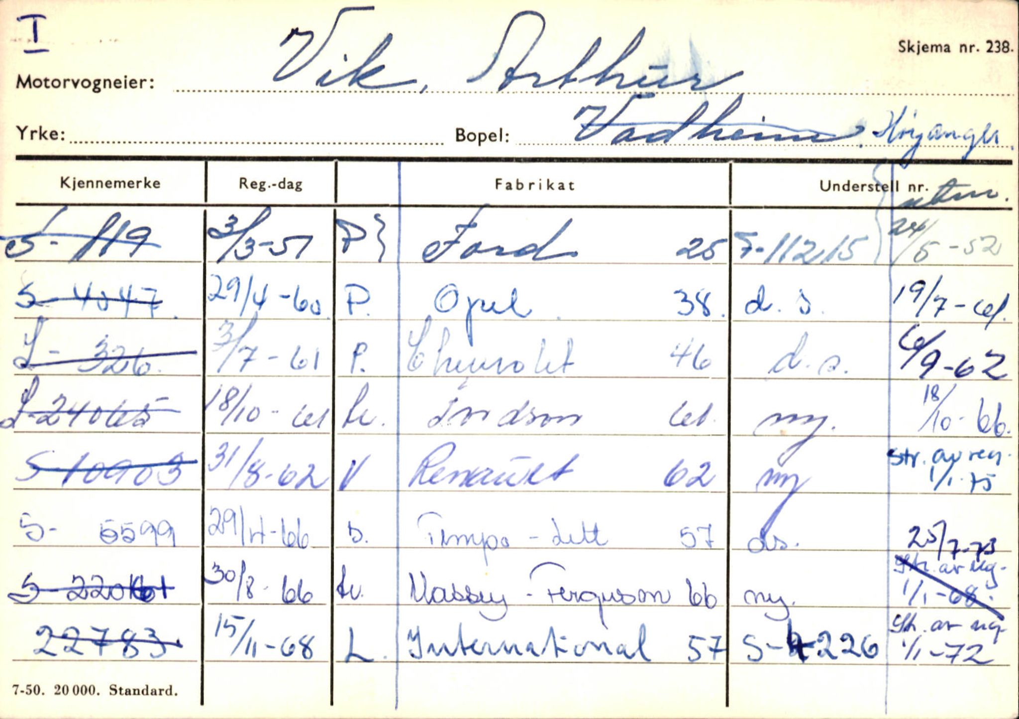 Statens vegvesen, Sogn og Fjordane vegkontor, AV/SAB-A-5301/4/F/L0131: Eigarregister Høyanger P-Å. Stryn S-Å, 1945-1975, s. 817