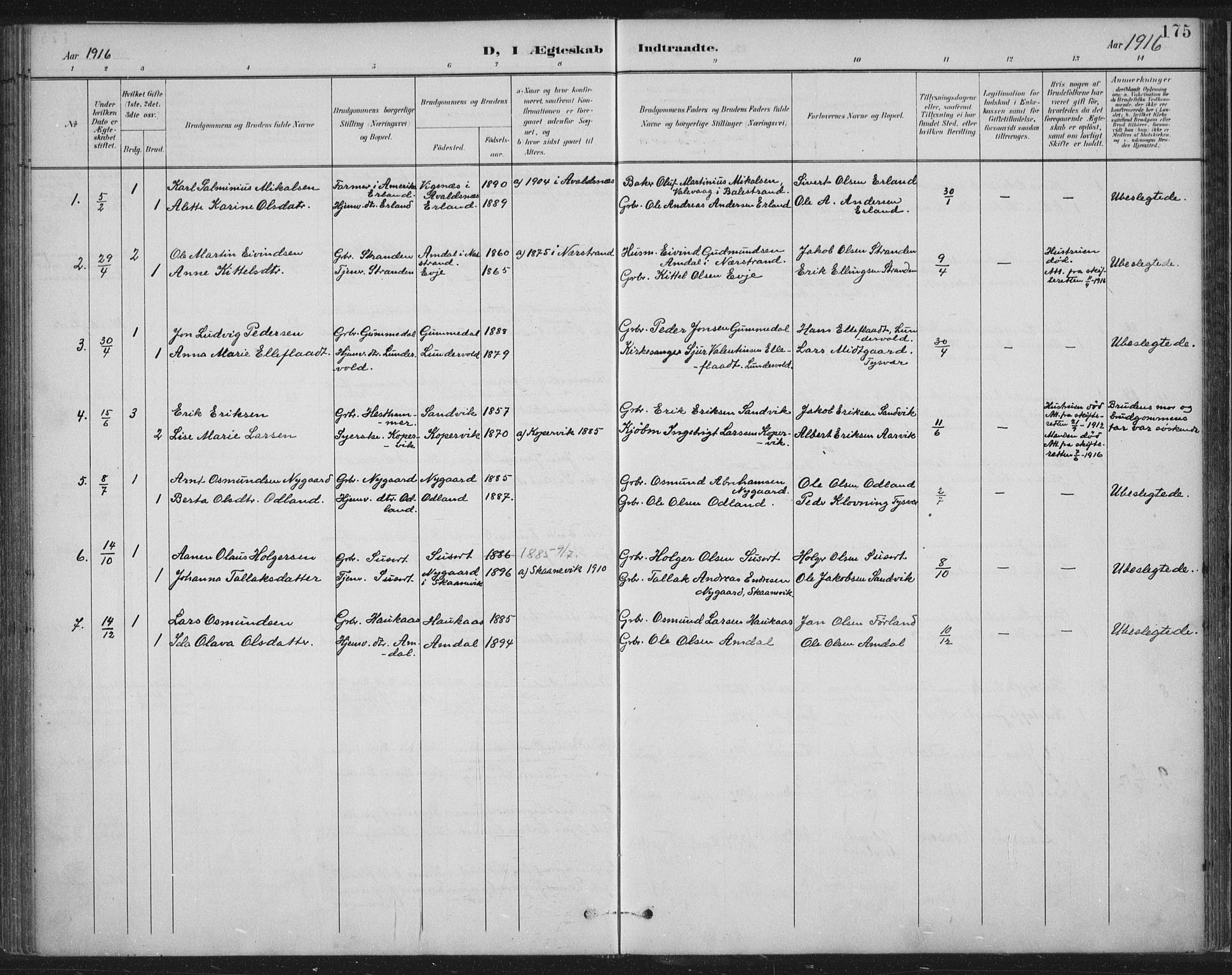 Tysvær sokneprestkontor, AV/SAST-A -101864/H/Ha/Haa/L0008: Ministerialbok nr. A 8, 1897-1918, s. 175