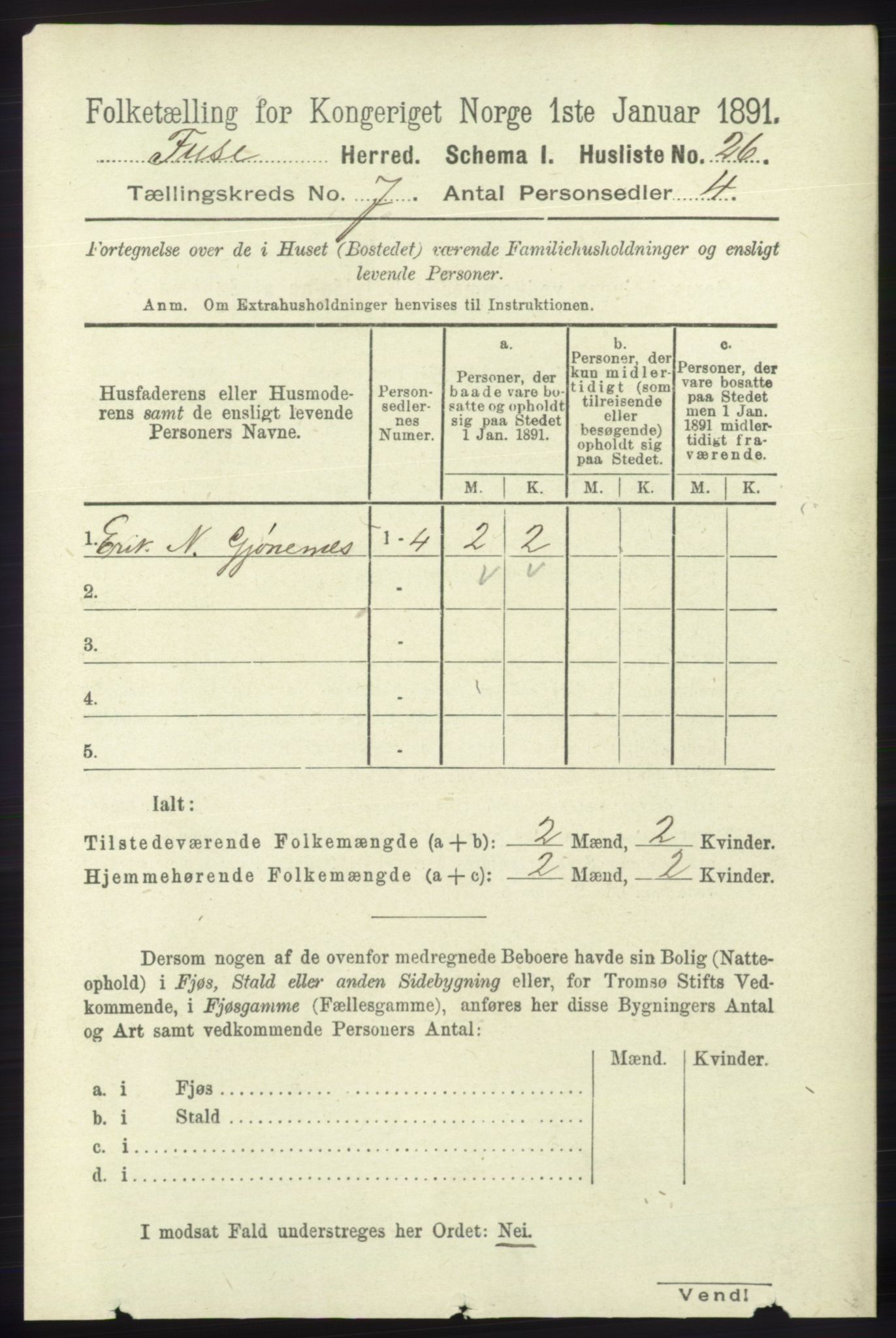 RA, Folketelling 1891 for 1241 Fusa herred, 1891, s. 1290
