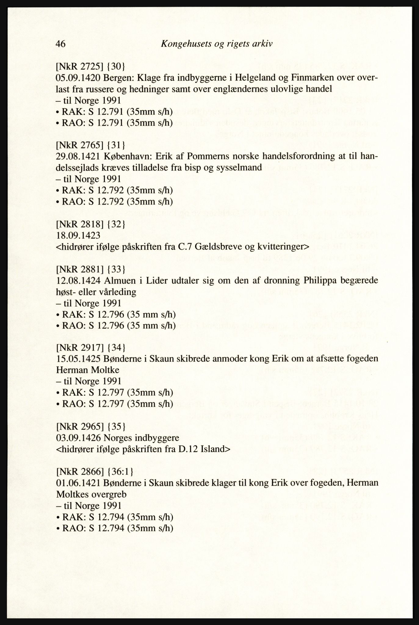 Publikasjoner utgitt av Arkivverket, PUBL/PUBL-001/A/0002: Erik Gøbel: NOREG, Tværregistratur over norgesrelevant materiale i Rigsarkivet i København (2000), 2000, s. 48