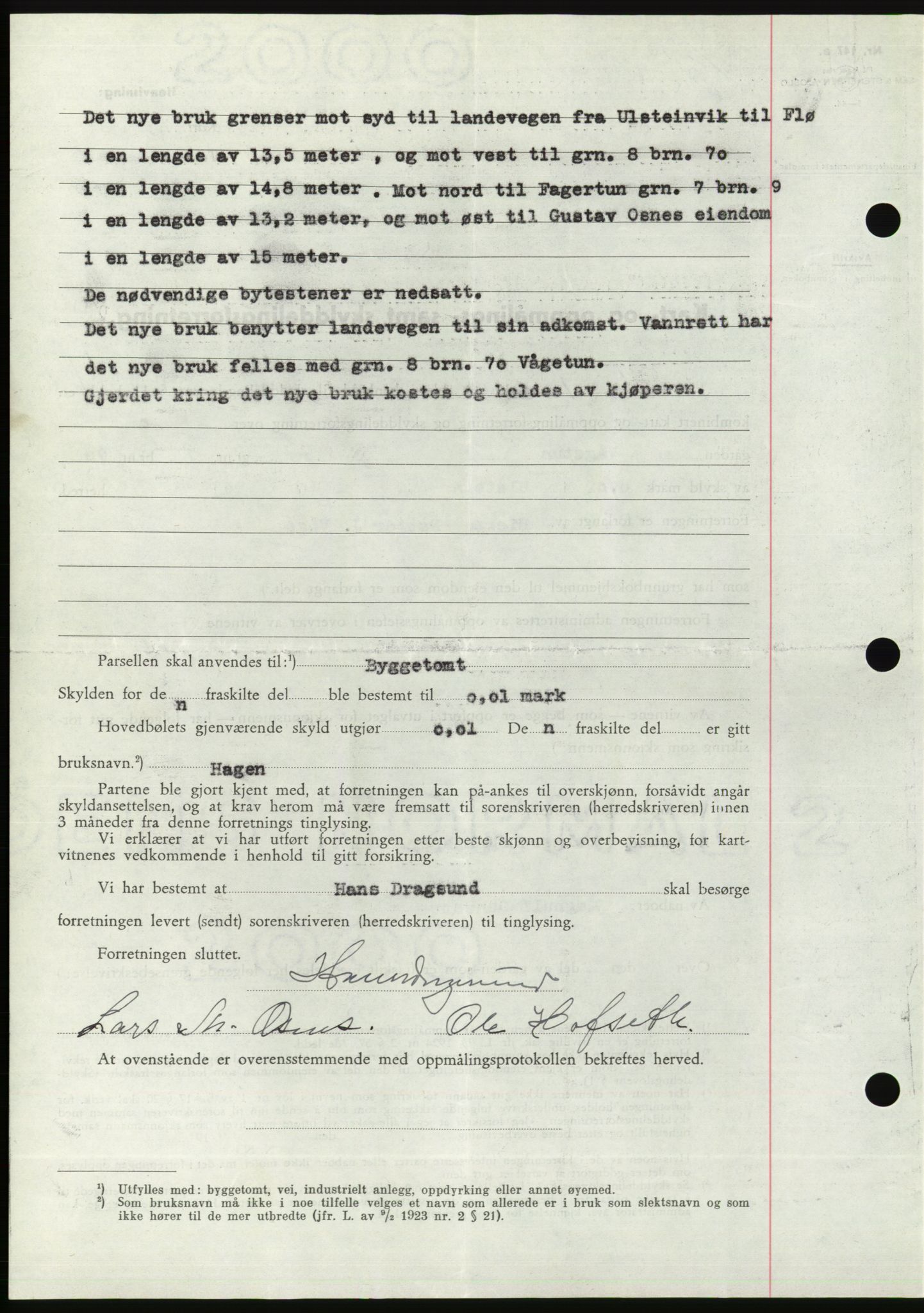 Søre Sunnmøre sorenskriveri, AV/SAT-A-4122/1/2/2C/L0078: Pantebok nr. 4A, 1946-1946, Dagboknr: 397/1946