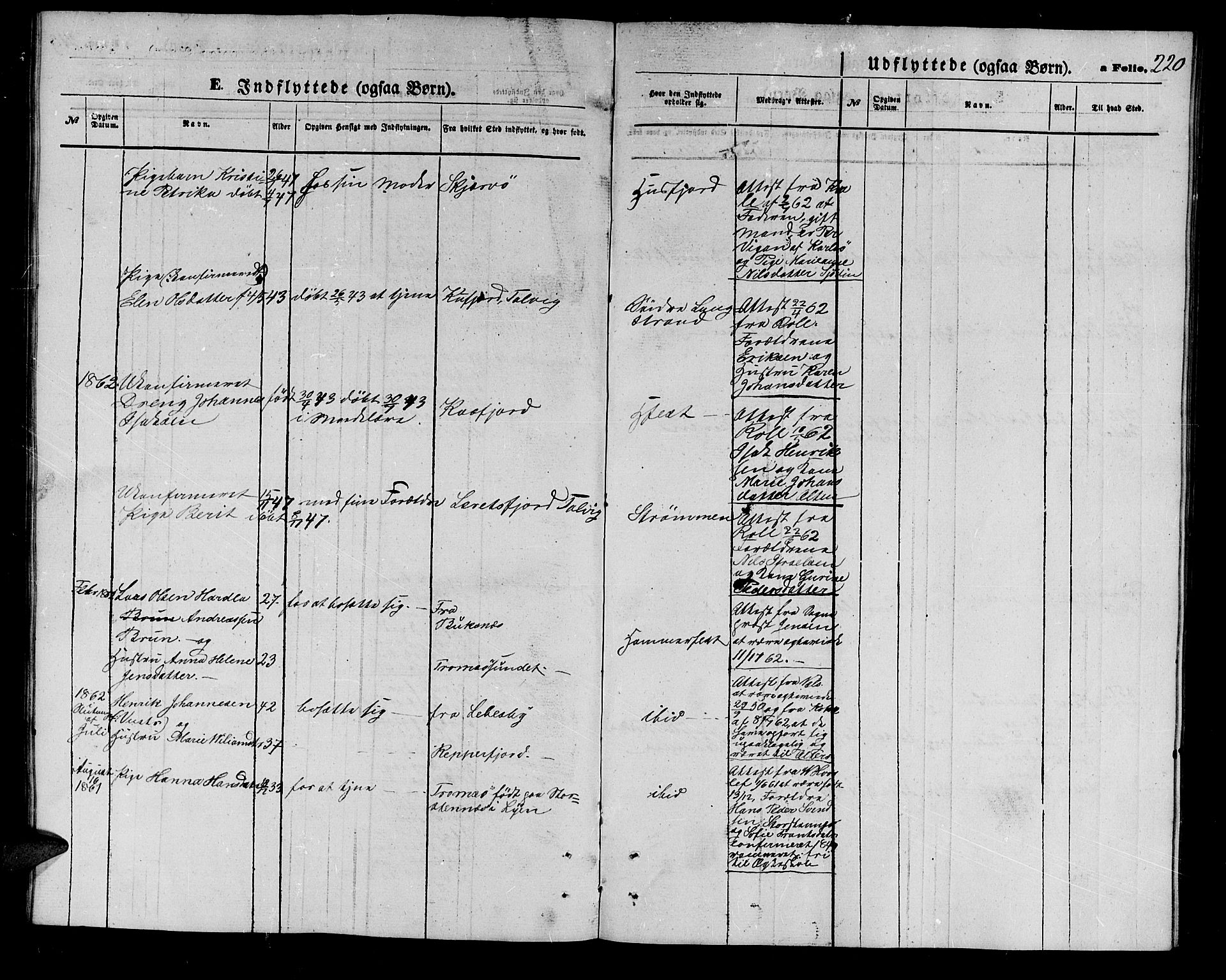 Hammerfest sokneprestkontor, AV/SATØ-S-1347/H/Hb/L0003.klokk: Klokkerbok nr. 3 /1, 1862-1868, s. 220