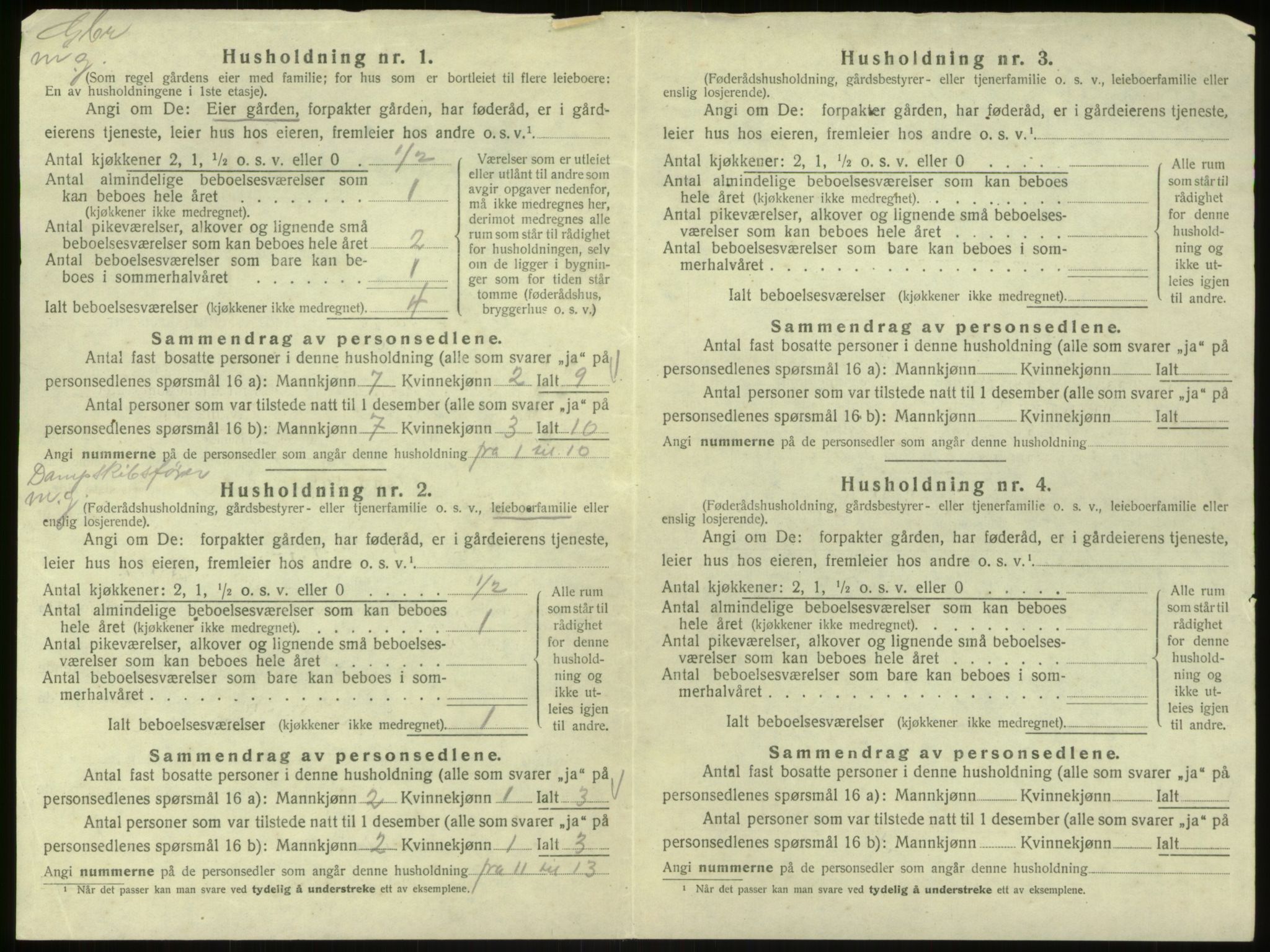 SAB, Folketelling 1920 for 1253 Hosanger herred, 1920, s. 607