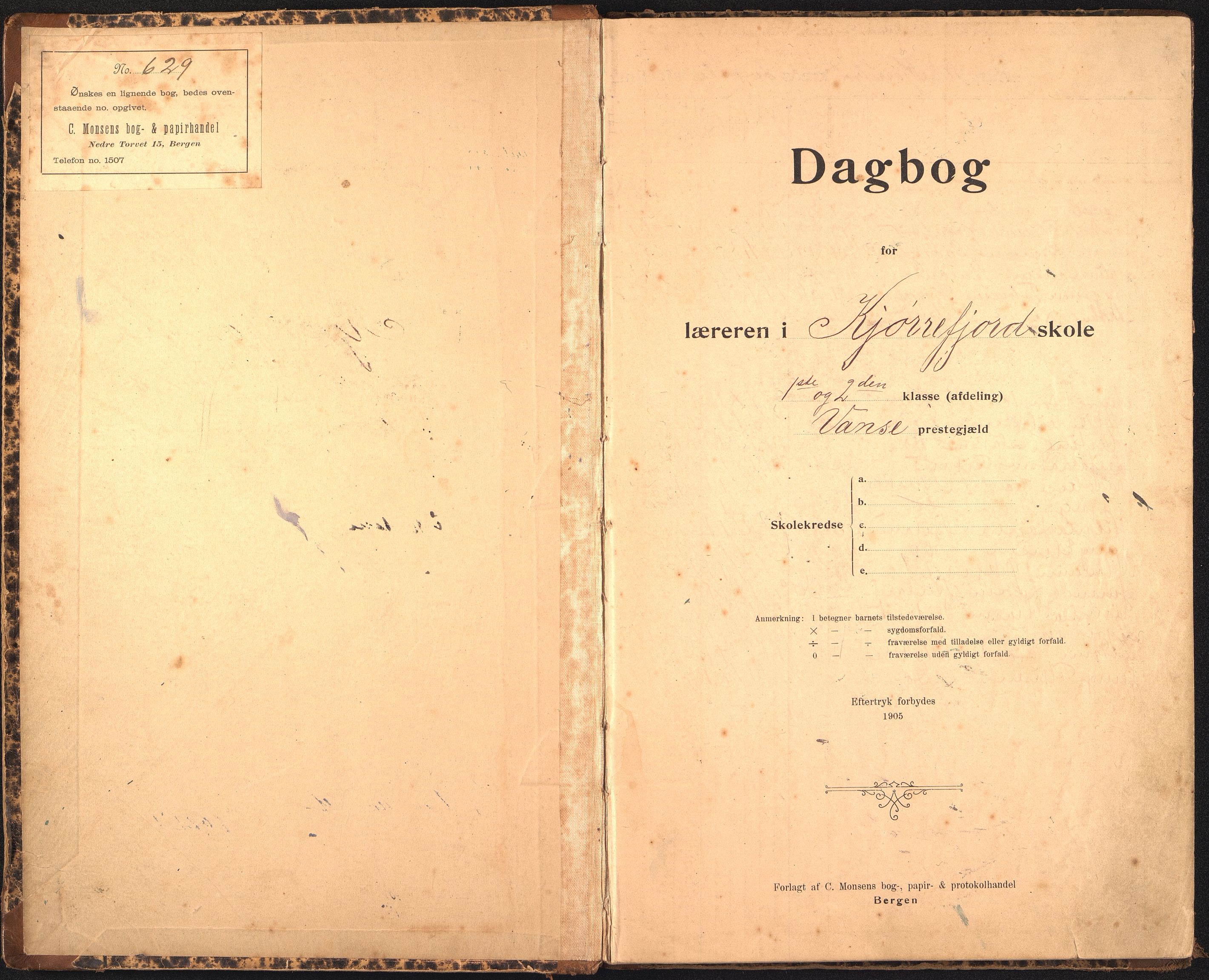 Lista kommune - Kjørrefjord Skole, IKAV/1003LI558/I/L0002: Dagbok (d), 1908-1924